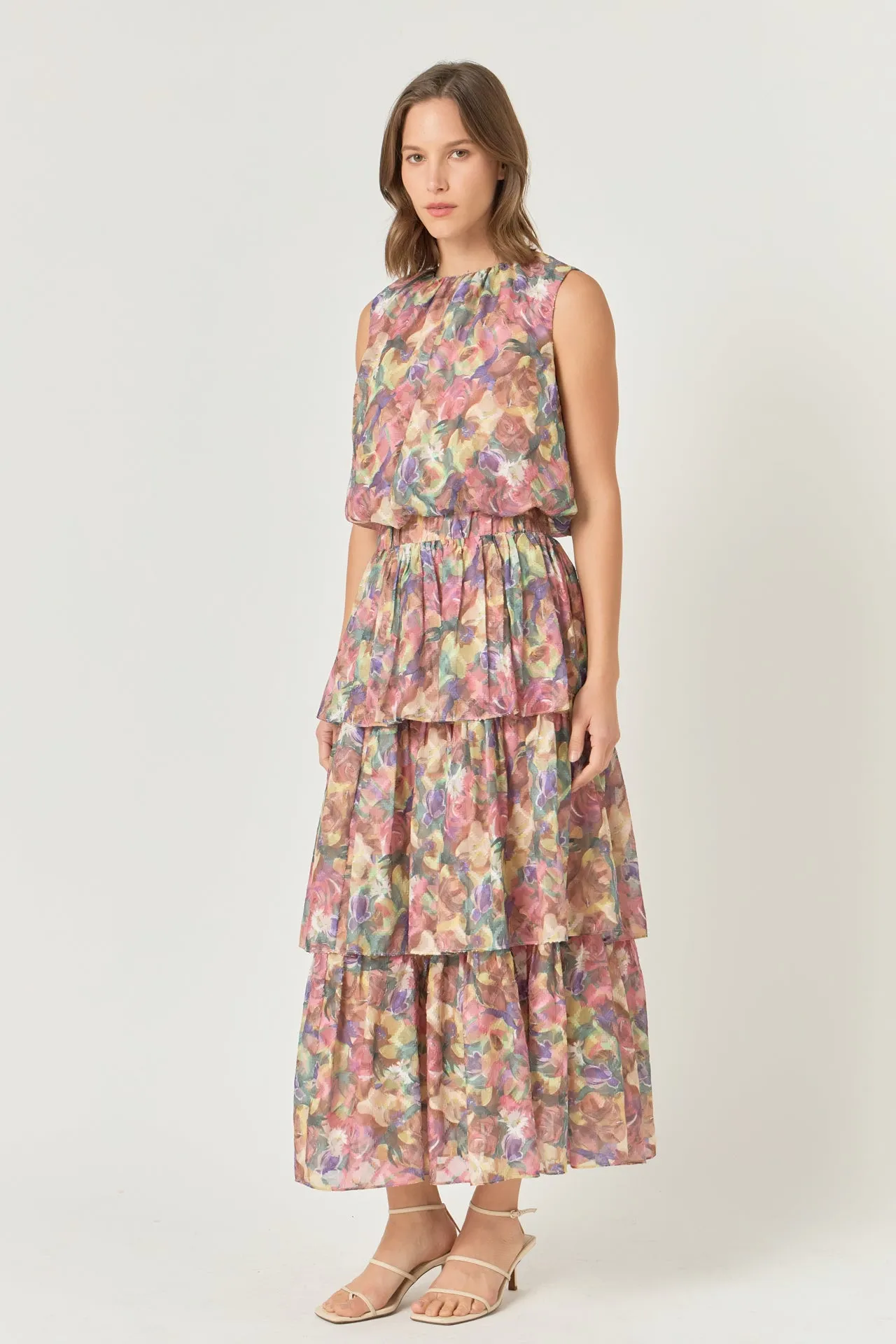 Floral Tiered Maxi Skirt