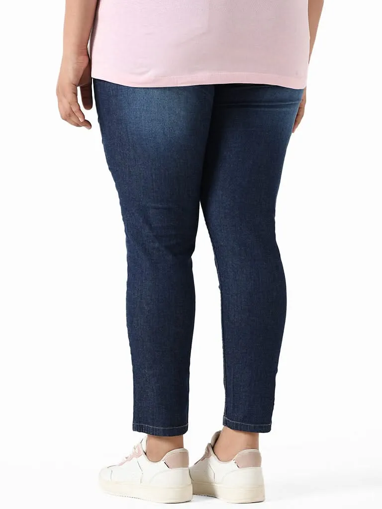 Gia Solid Ankle Length Blue Slim Fit Denim Jeggings