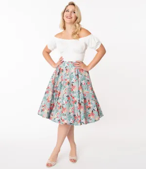 Grey & Happy Floral Print Swing Skirt