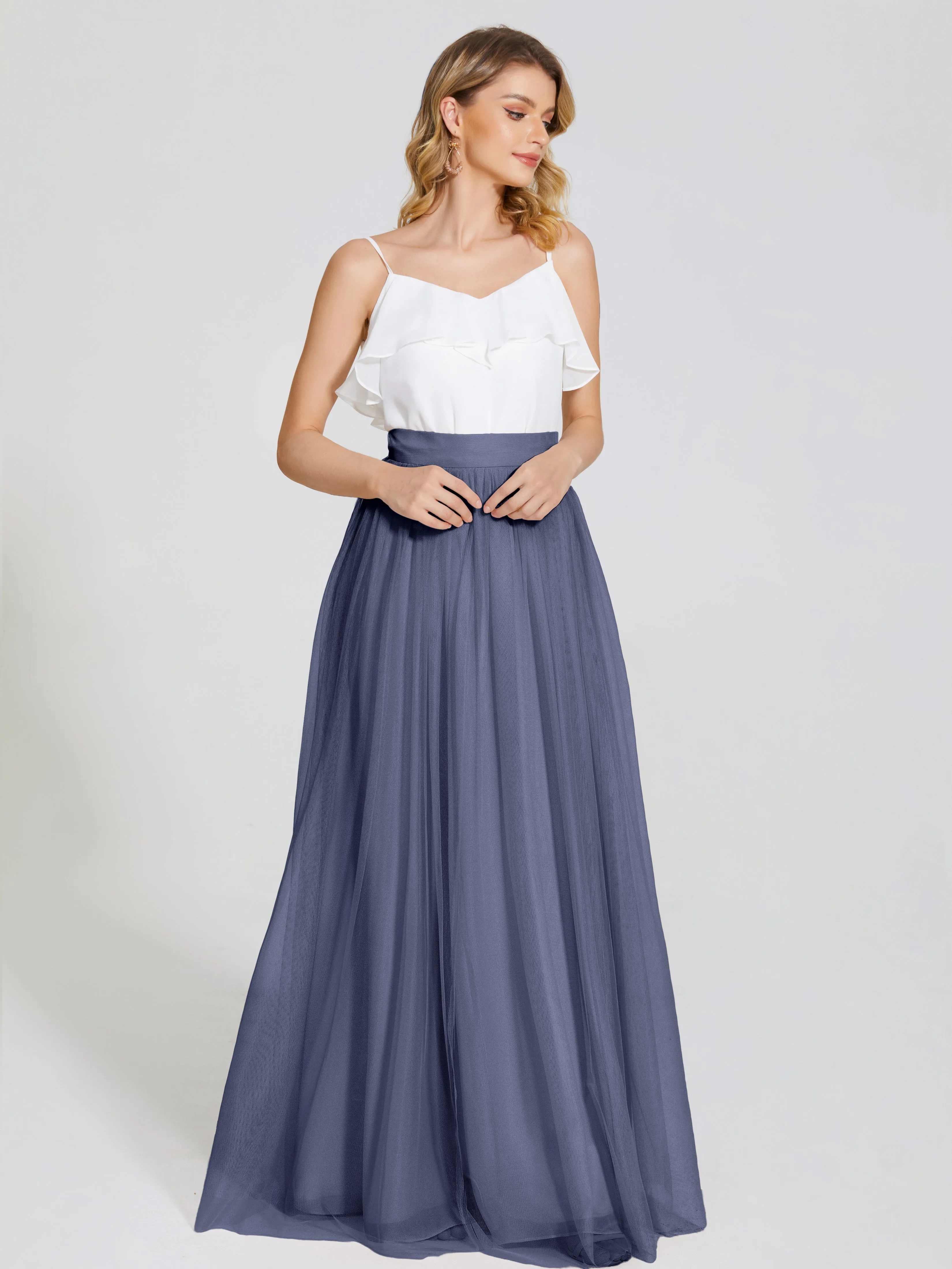 Hayden Simple A-Line Long Tulle Skirt