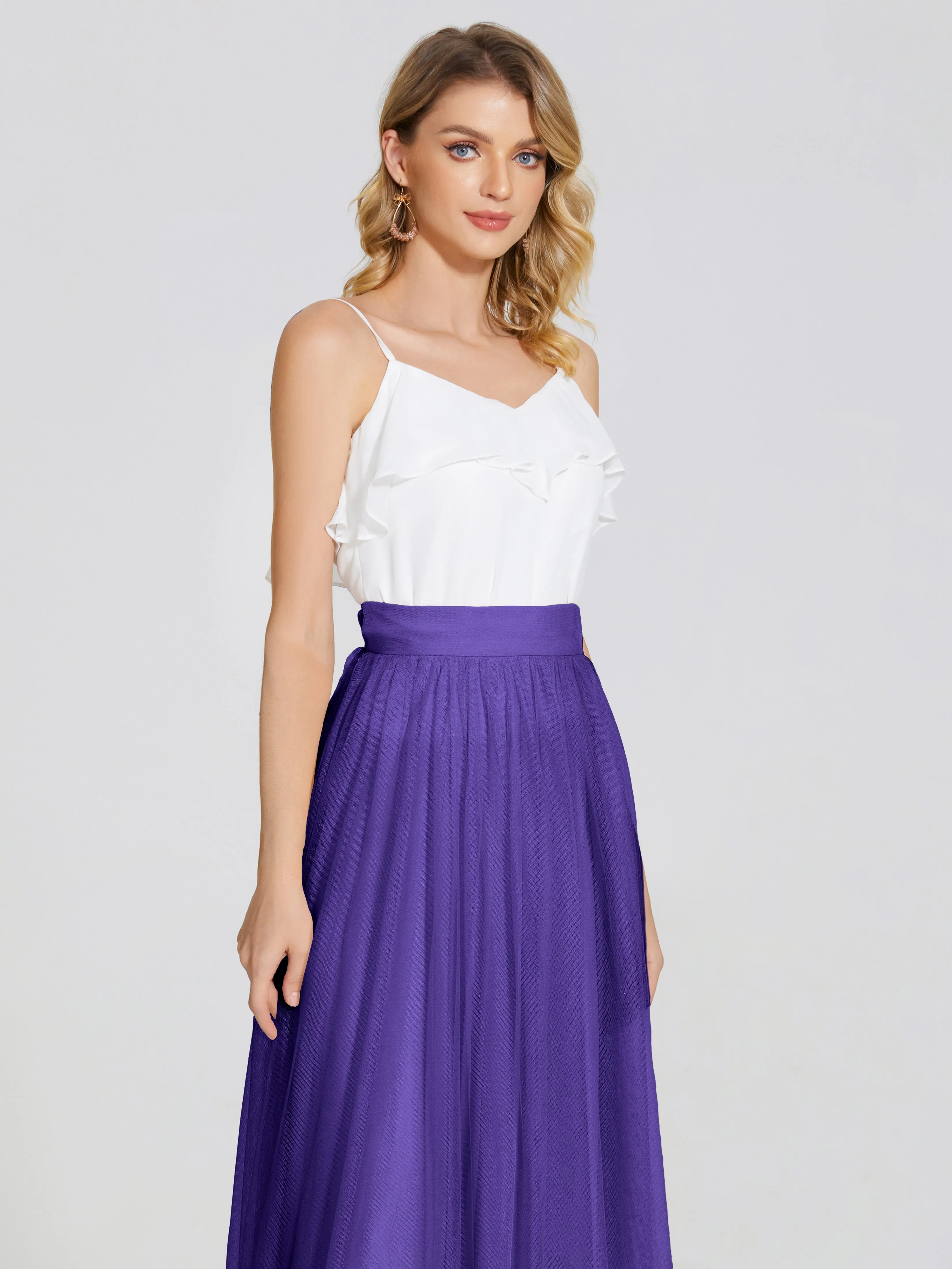 Hayden Simple A-Line Long Tulle Skirt