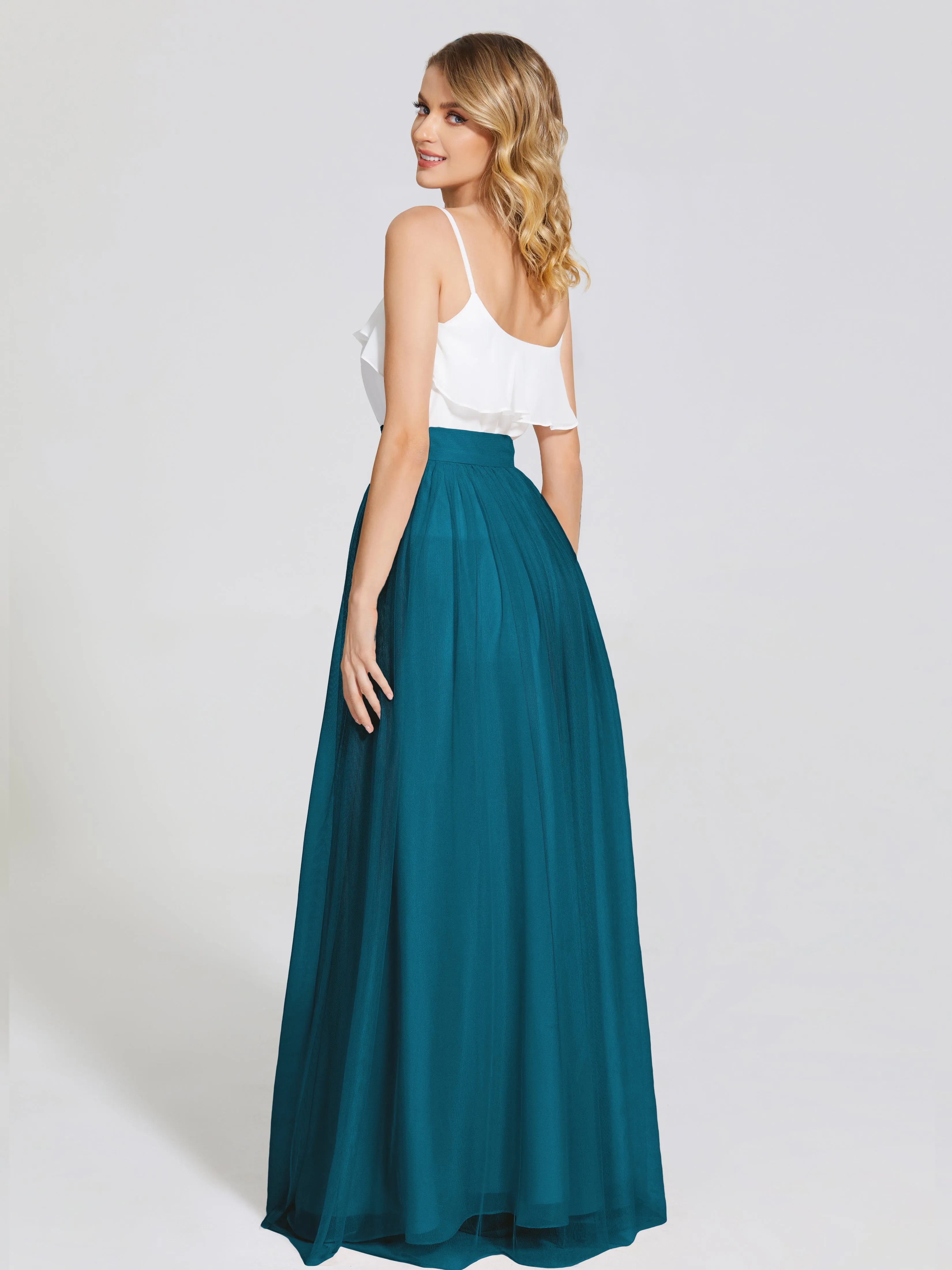 Hayden Simple A-Line Long Tulle Skirt