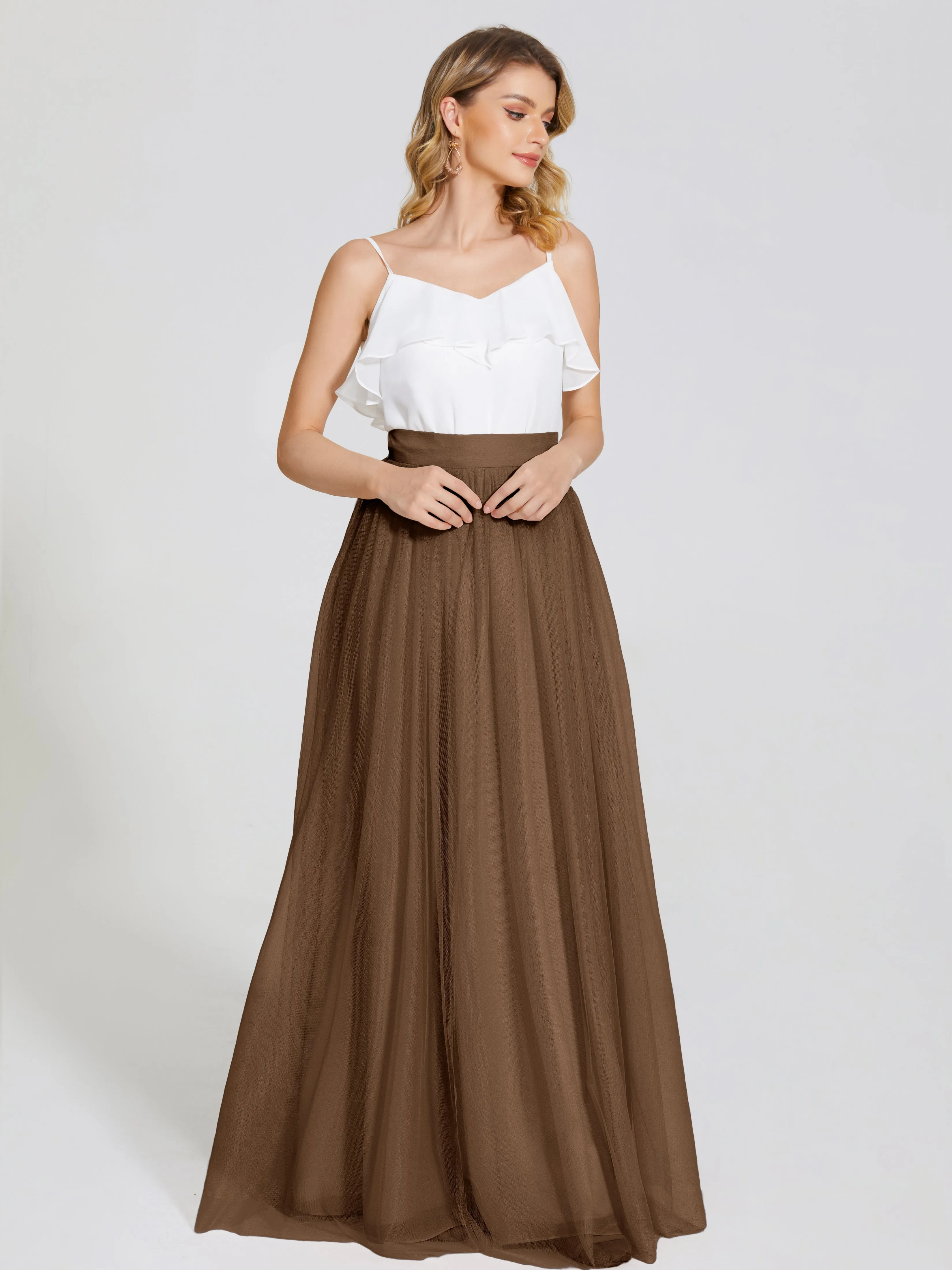 Hayden Simple A-Line Long Tulle Skirt