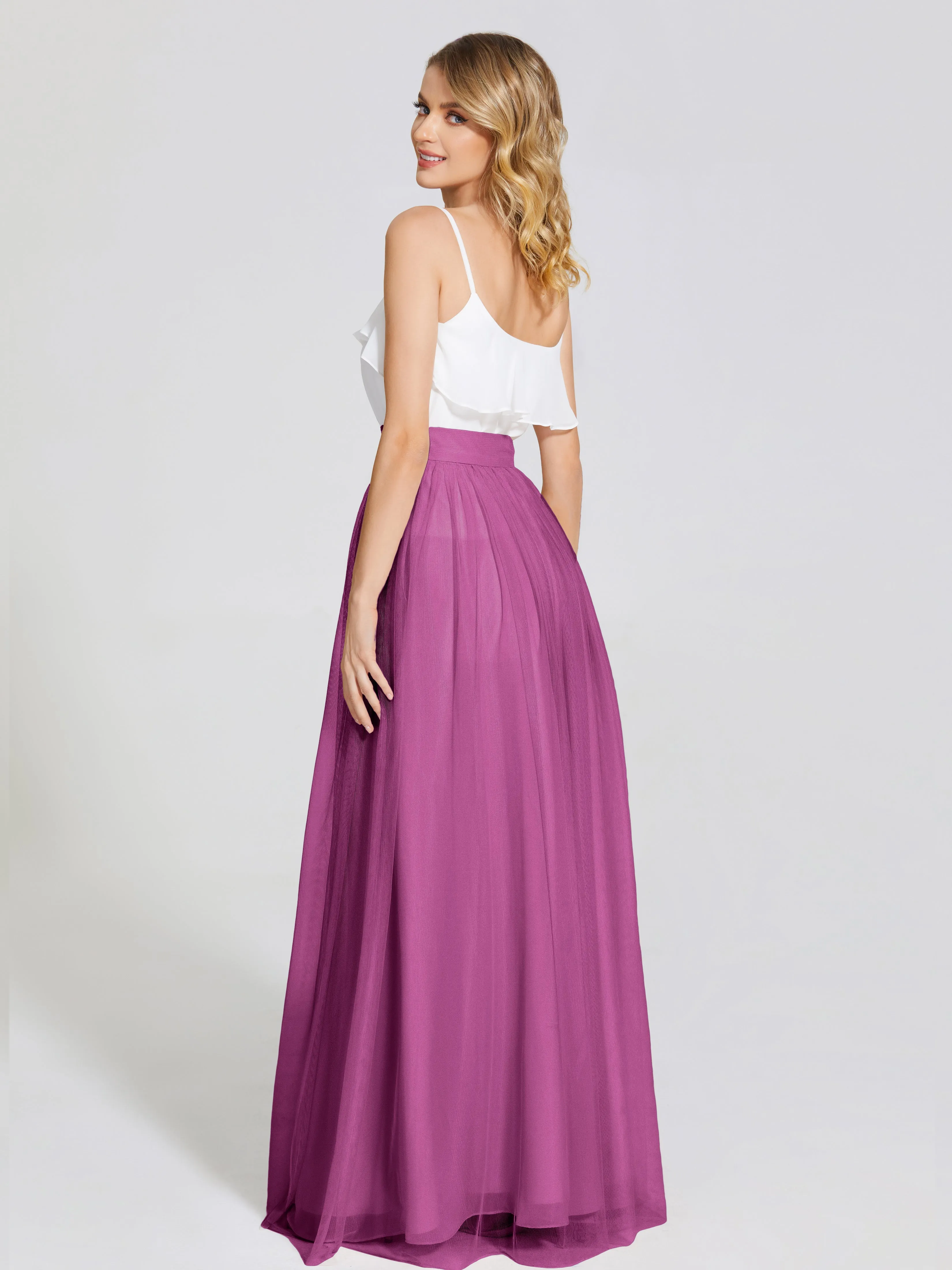 Hayden Simple A-Line Long Tulle Skirt