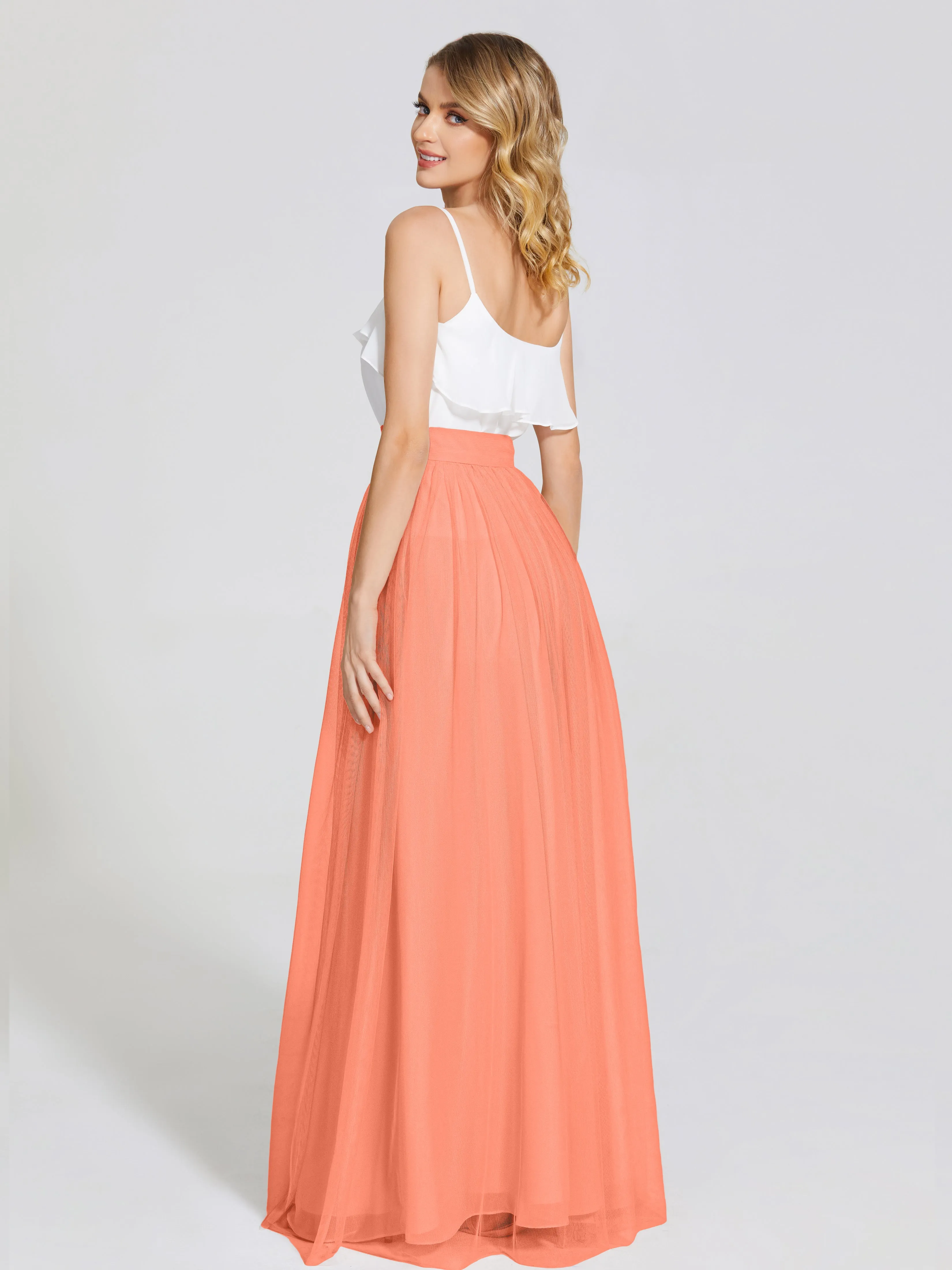 Hayden Simple A-Line Long Tulle Skirt