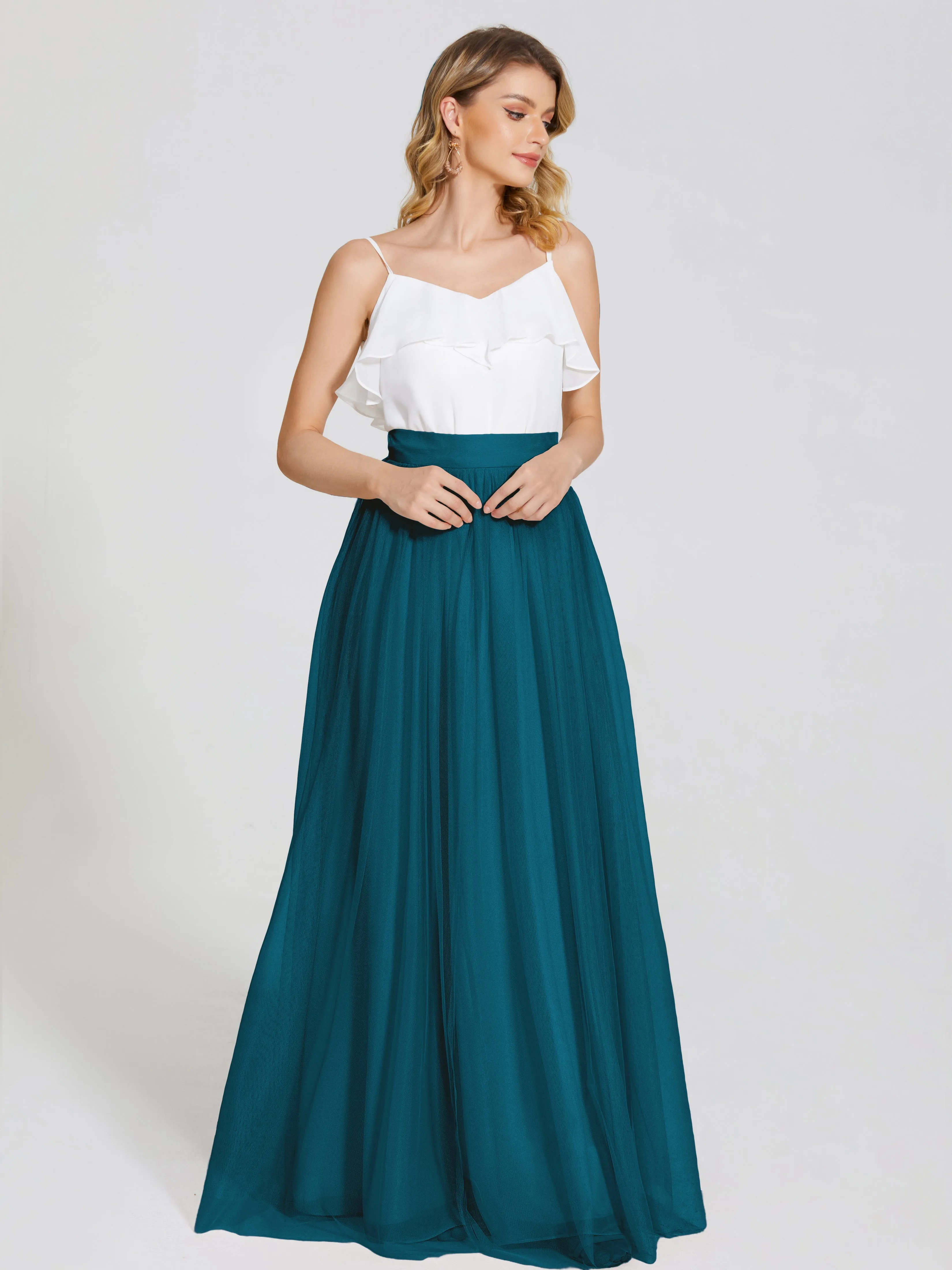 Hayden Simple A-Line Long Tulle Skirt