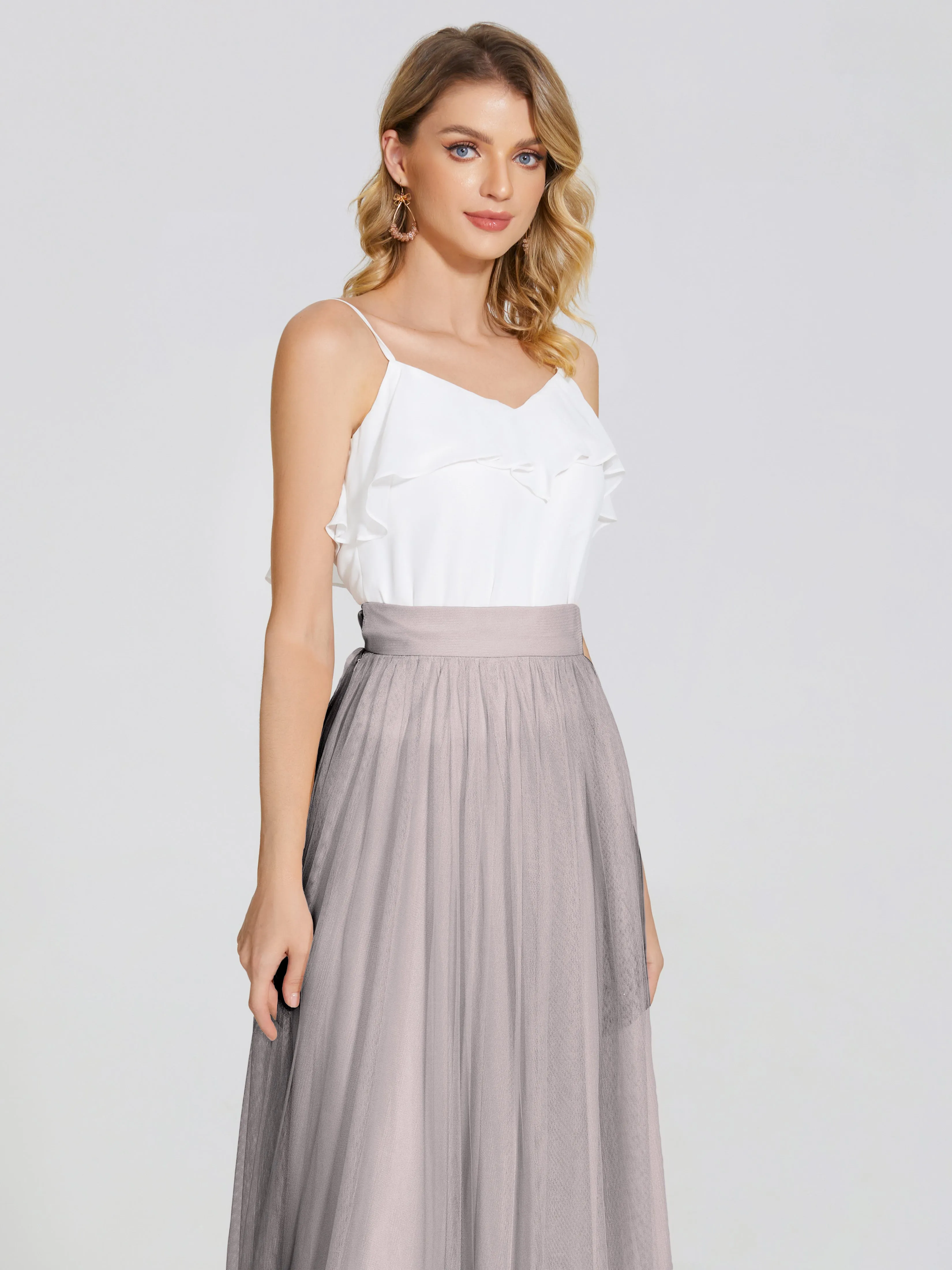 Hayden Simple A-Line Long Tulle Skirt