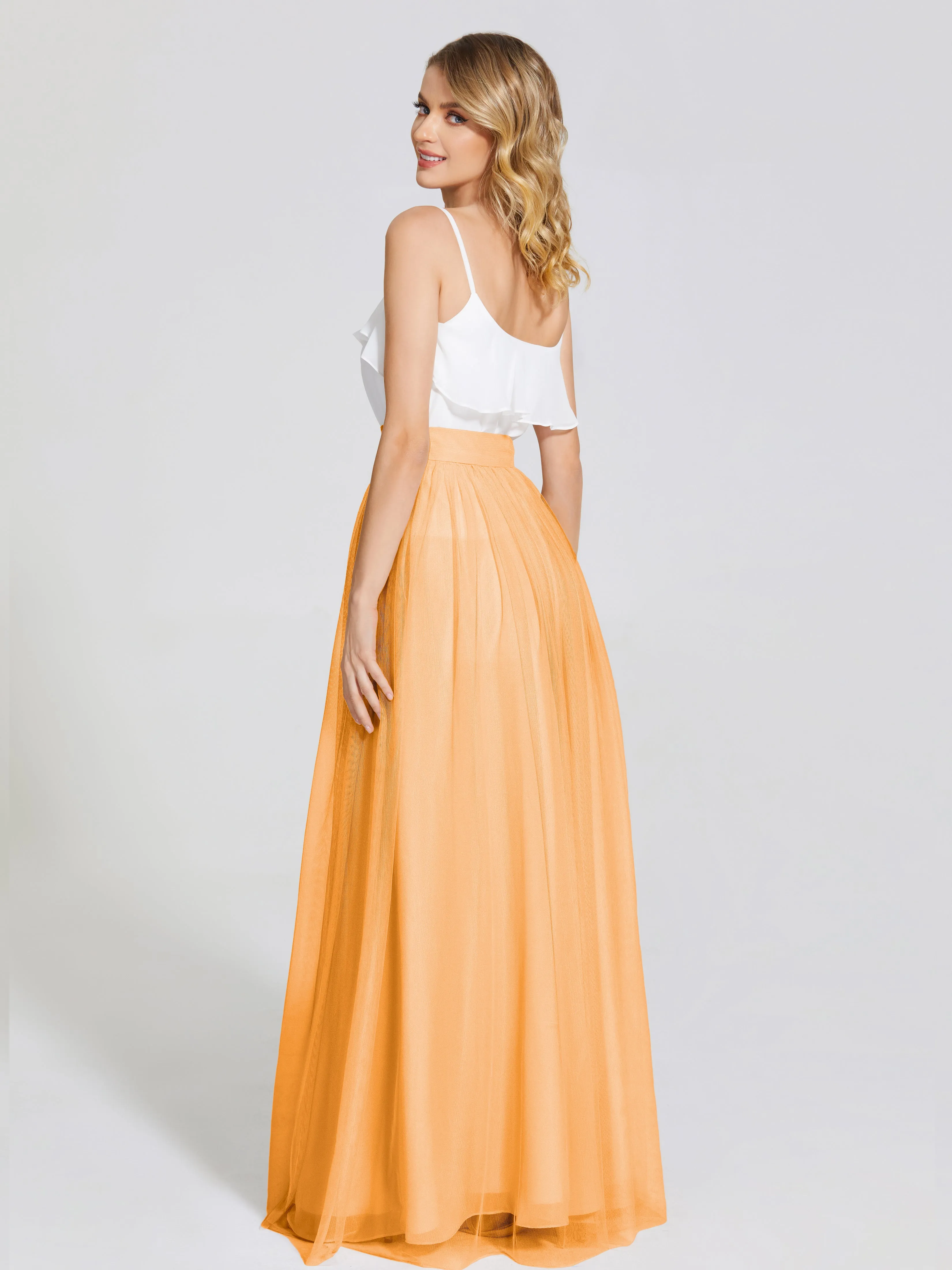 Hayden Simple A-Line Long Tulle Skirt