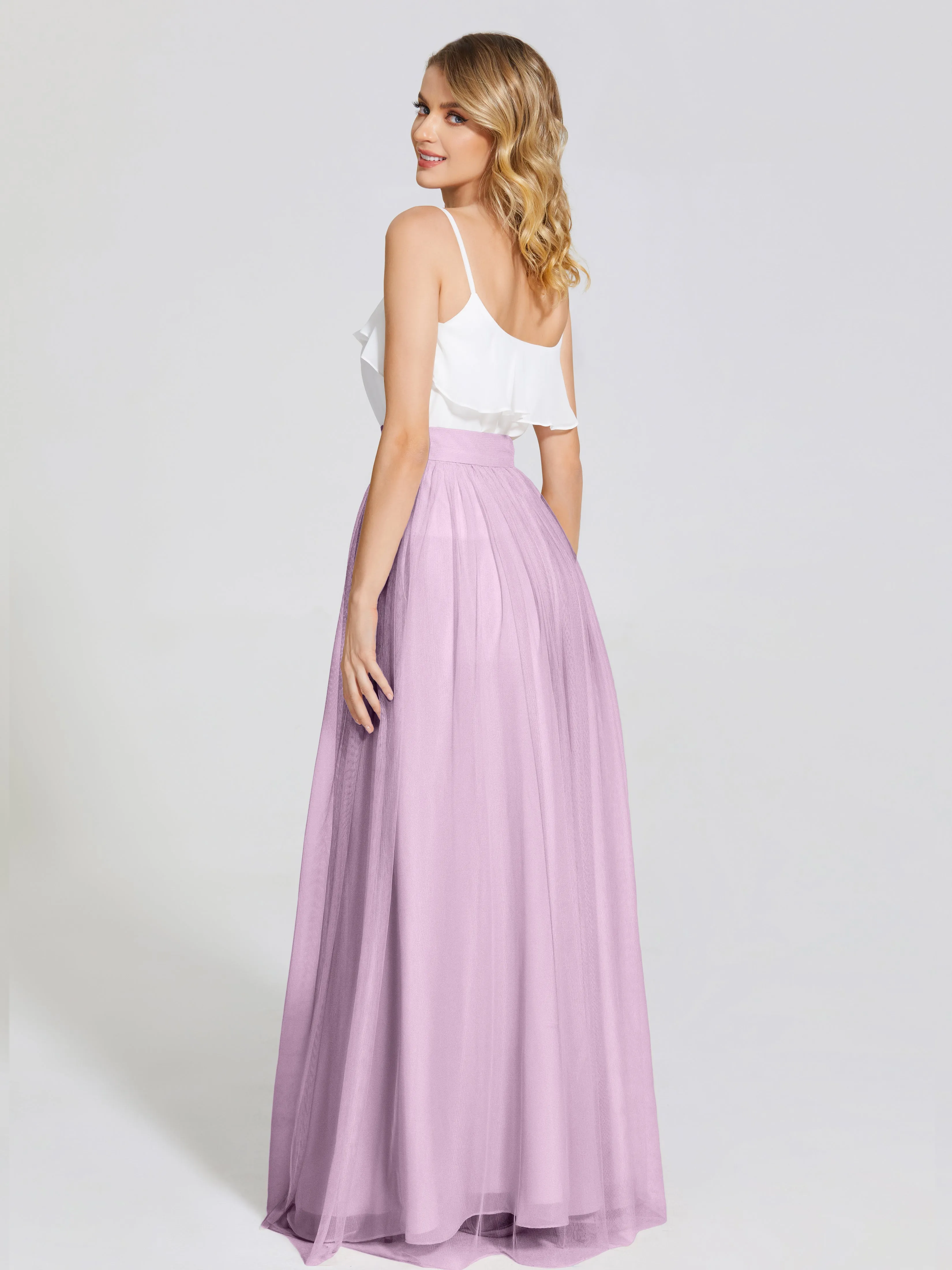 Hayden Simple A-Line Long Tulle Skirt