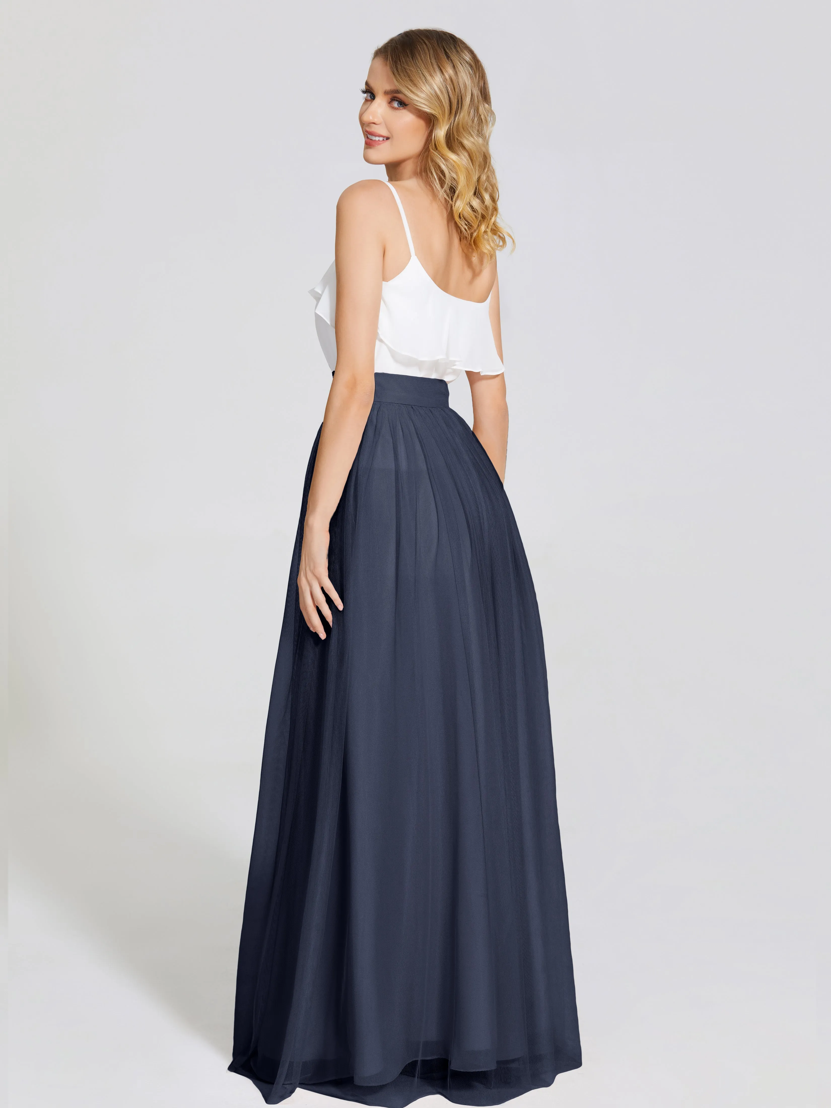 Hayden Simple A-Line Long Tulle Skirt