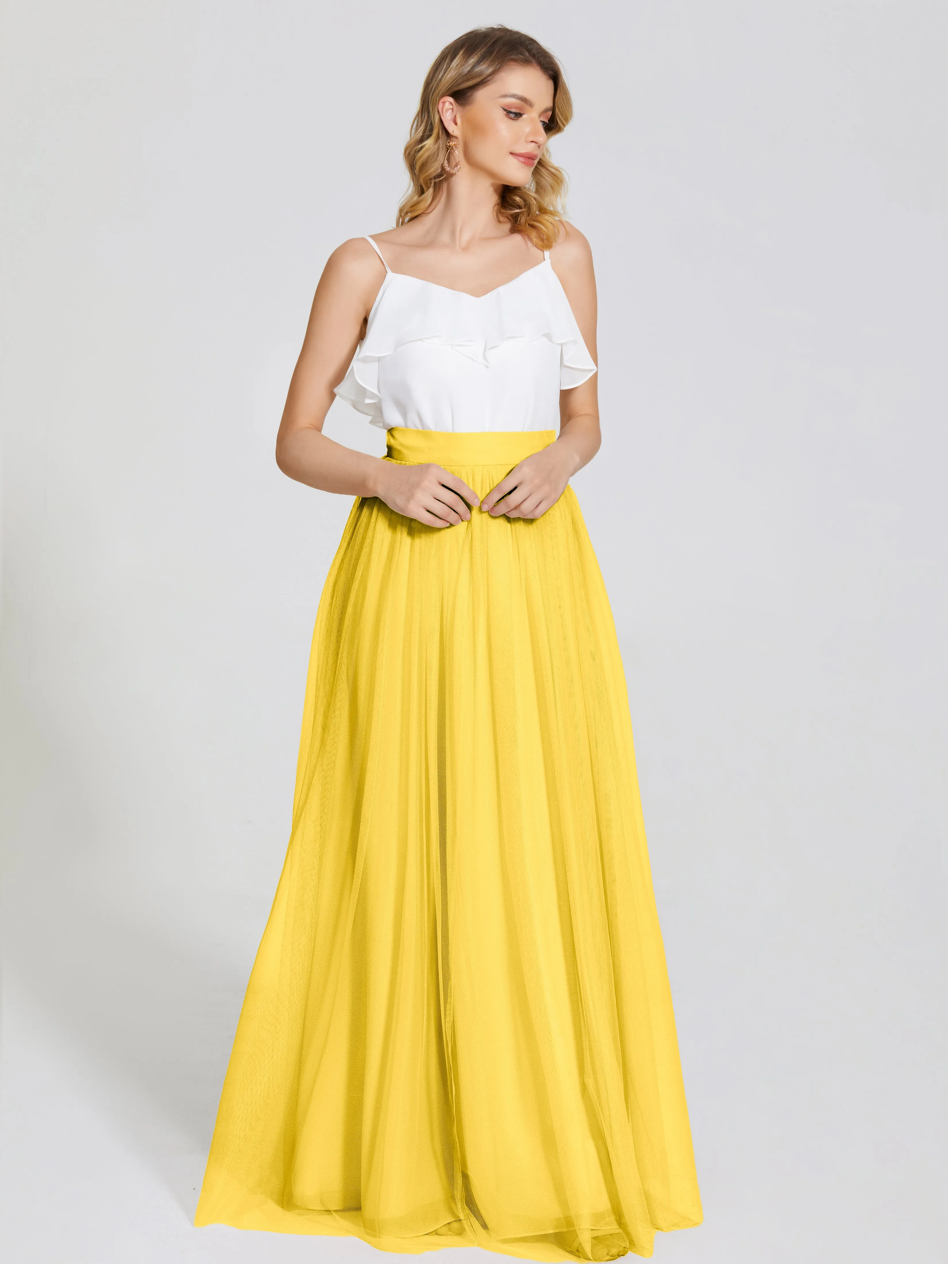 Hayden Simple A-Line Long Tulle Skirt