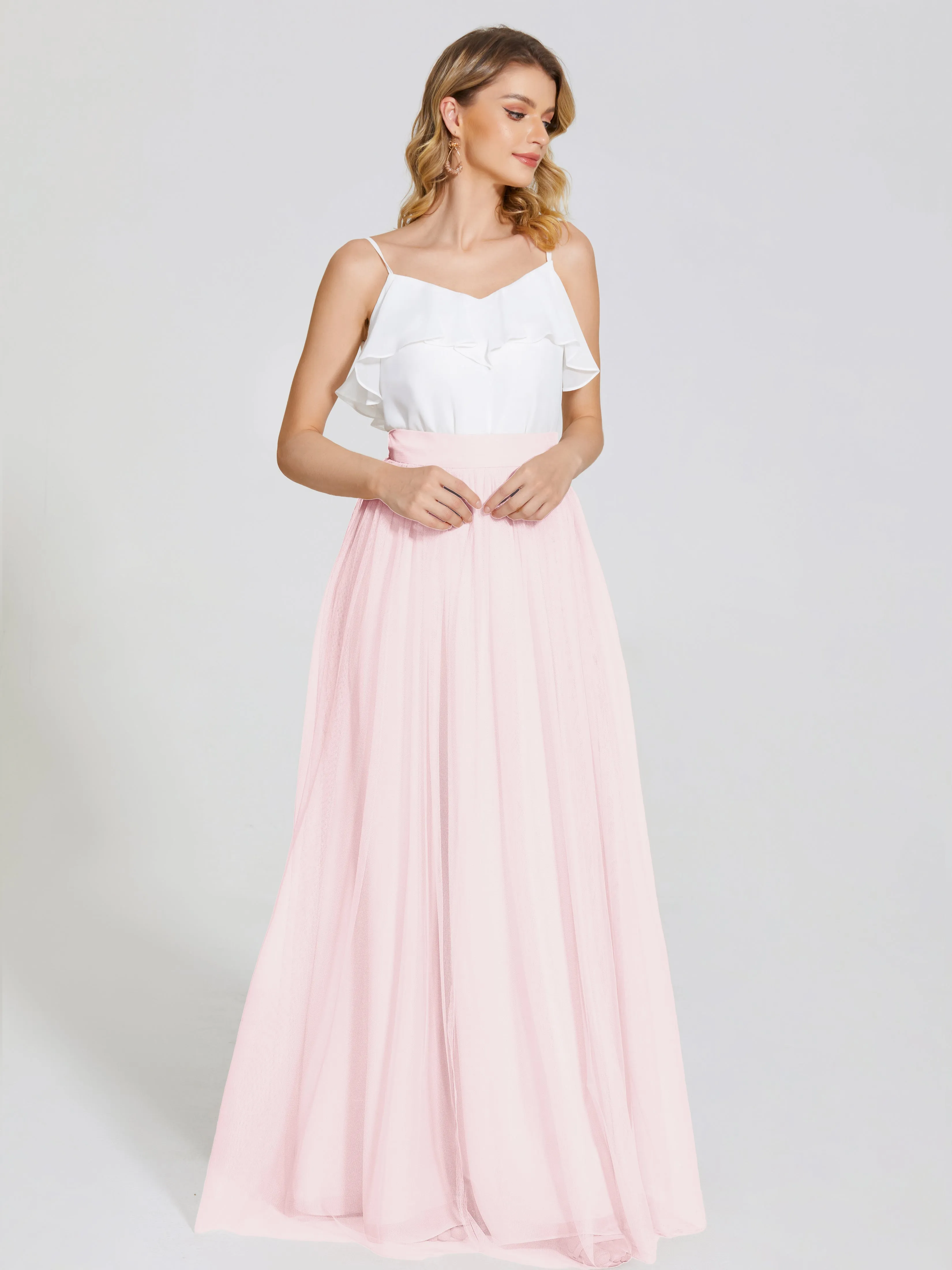 Hayden Simple A-Line Long Tulle Skirt