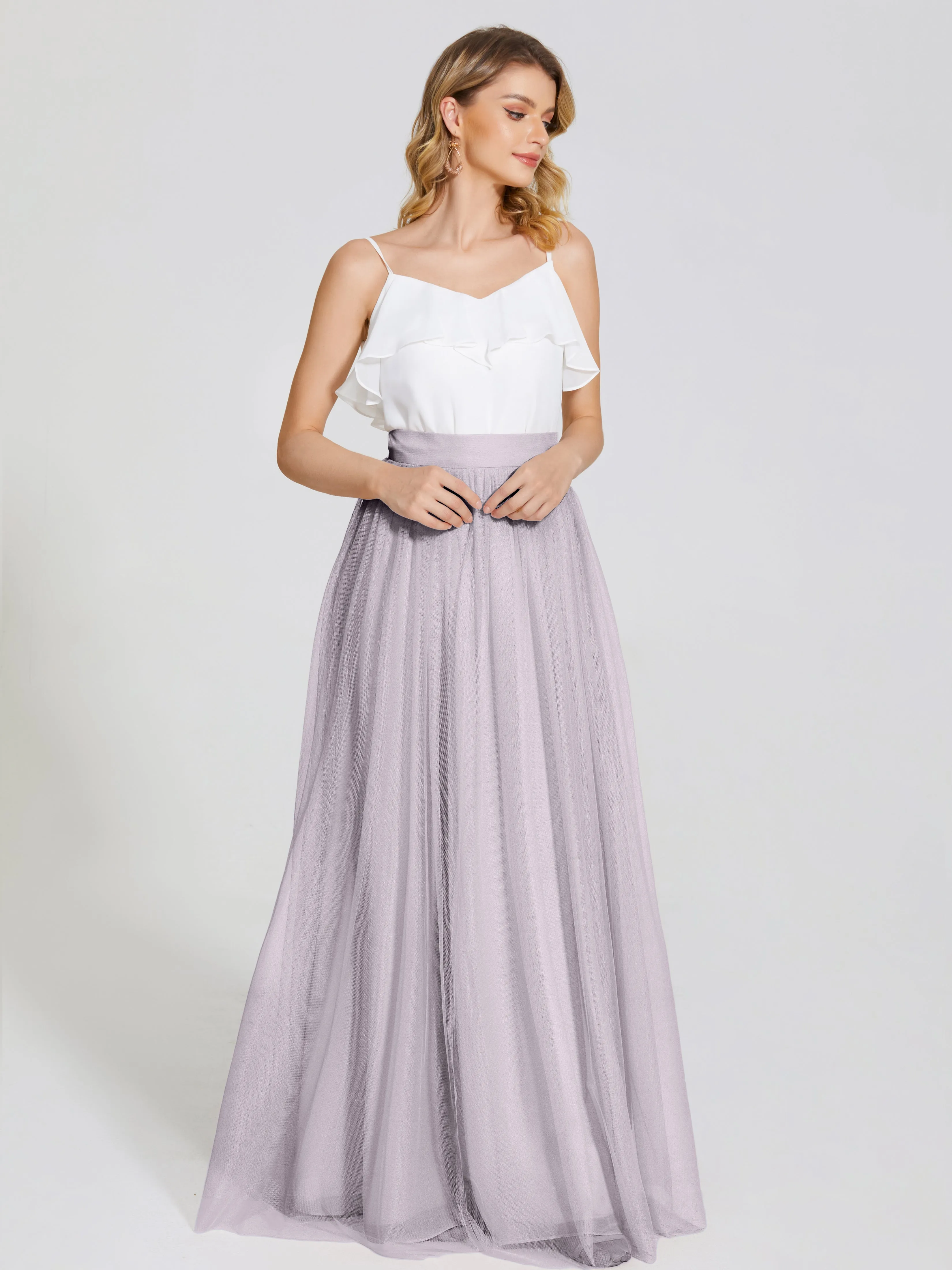 Hayden Simple A-Line Long Tulle Skirt