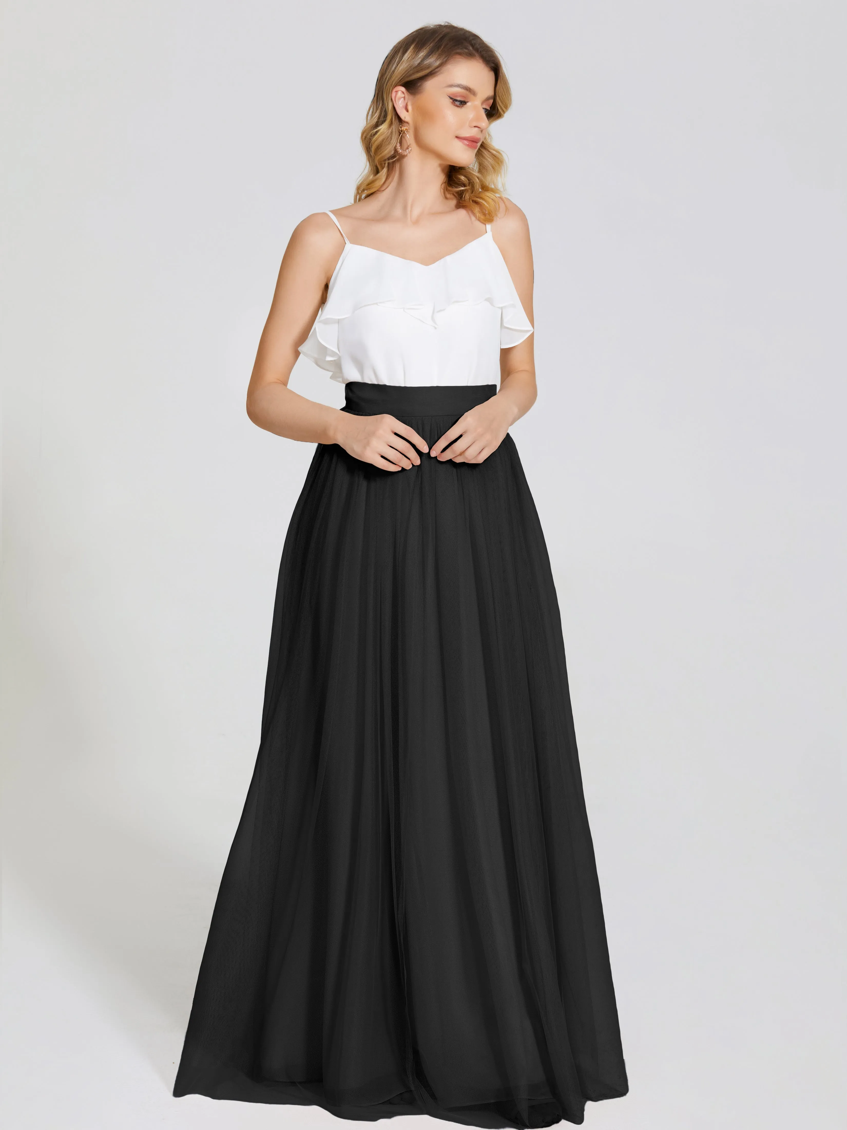 Hayden Simple A-Line Long Tulle Skirt