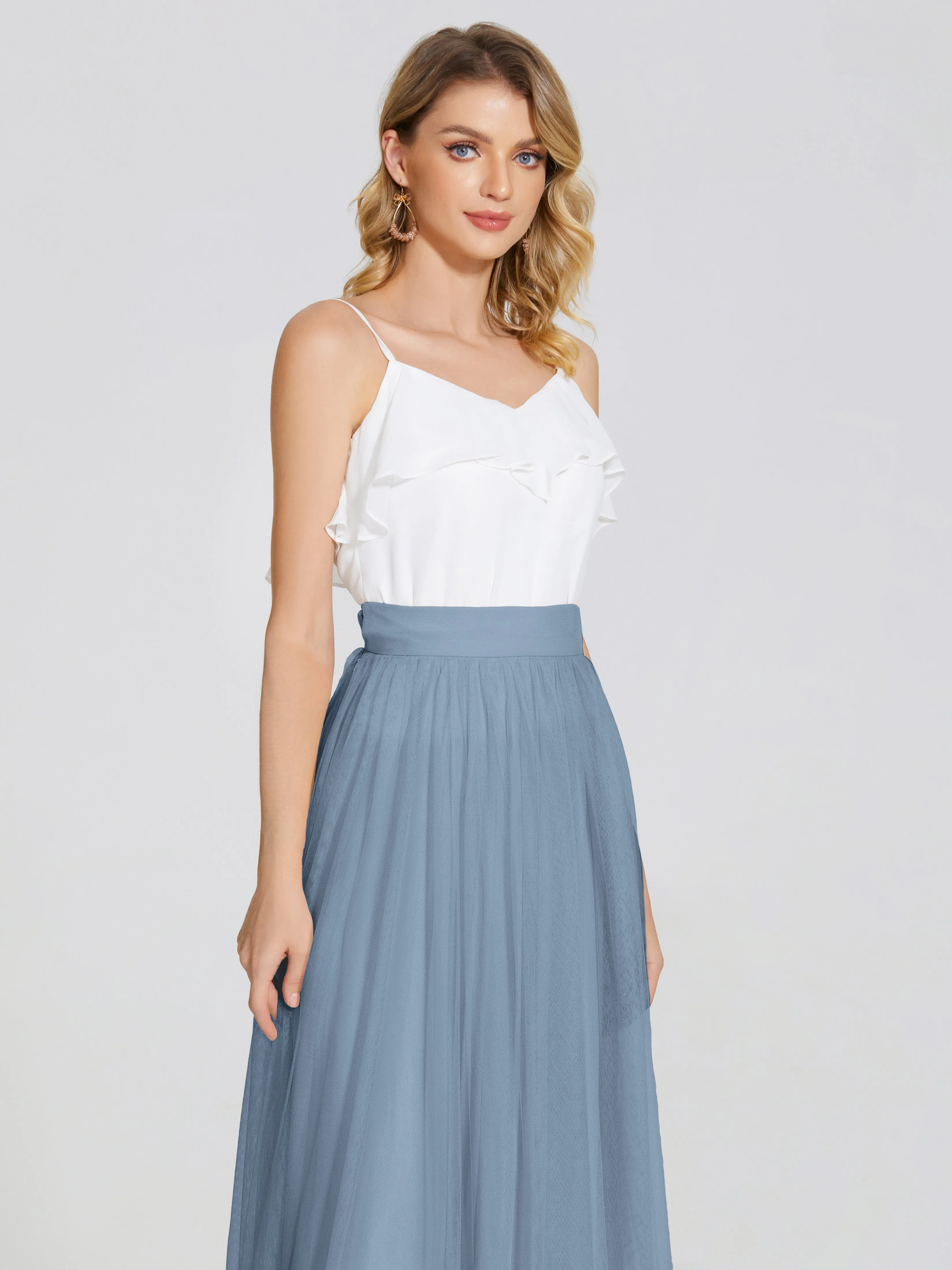 Hayden Simple A-Line Long Tulle Skirt