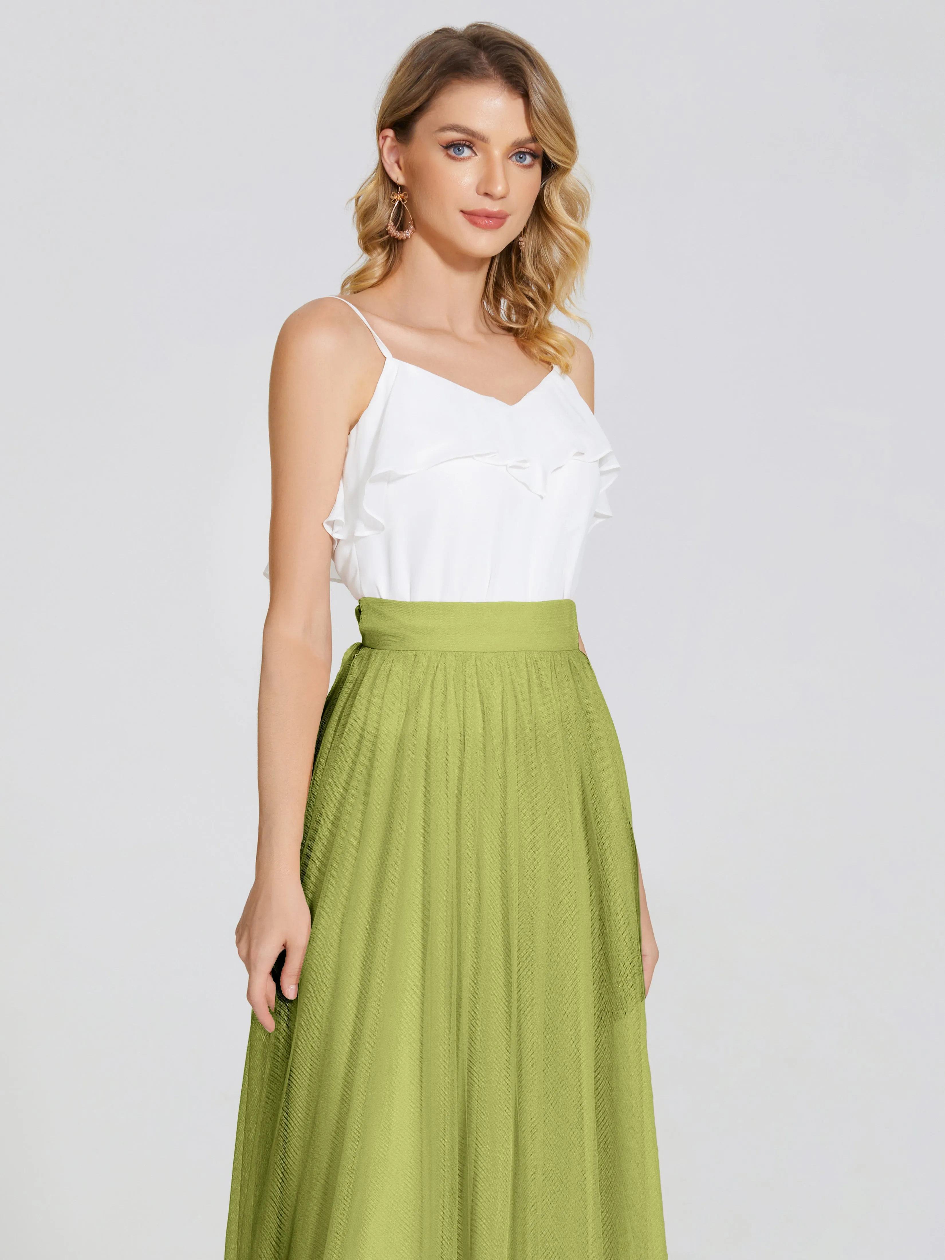 Hayden Simple A-Line Long Tulle Skirt