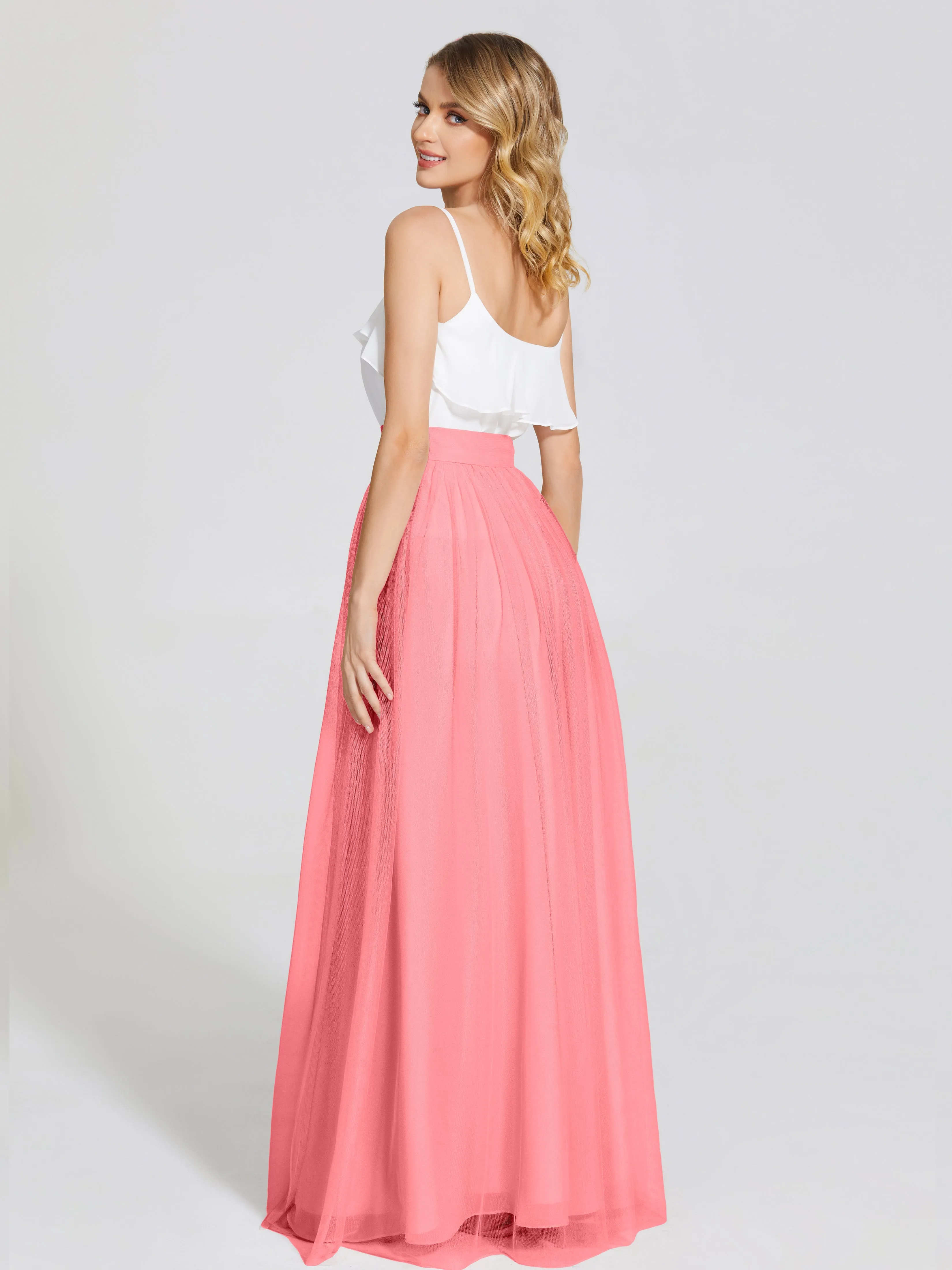 Hayden Simple A-Line Long Tulle Skirt