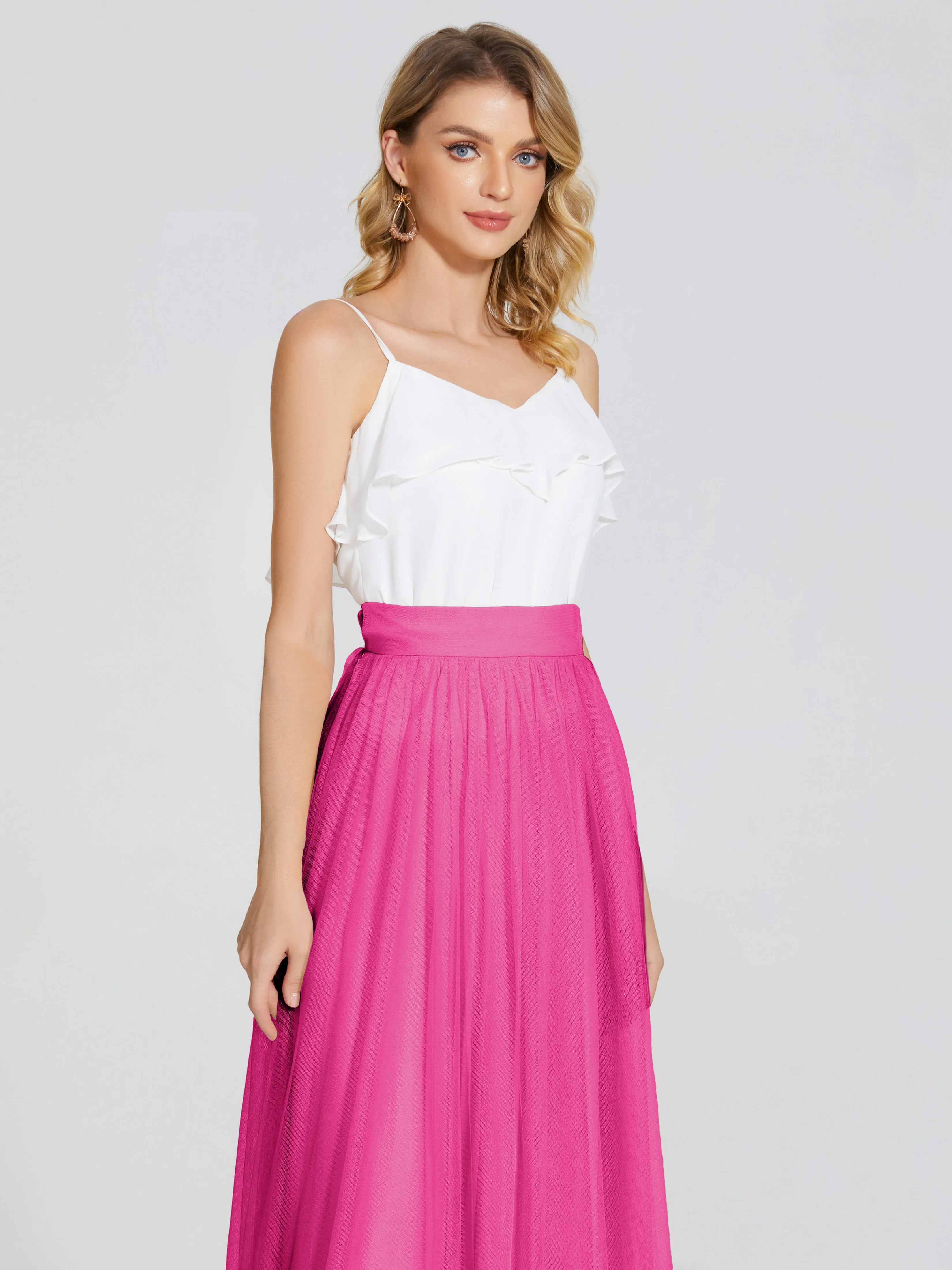 Hayden Simple A-Line Long Tulle Skirt