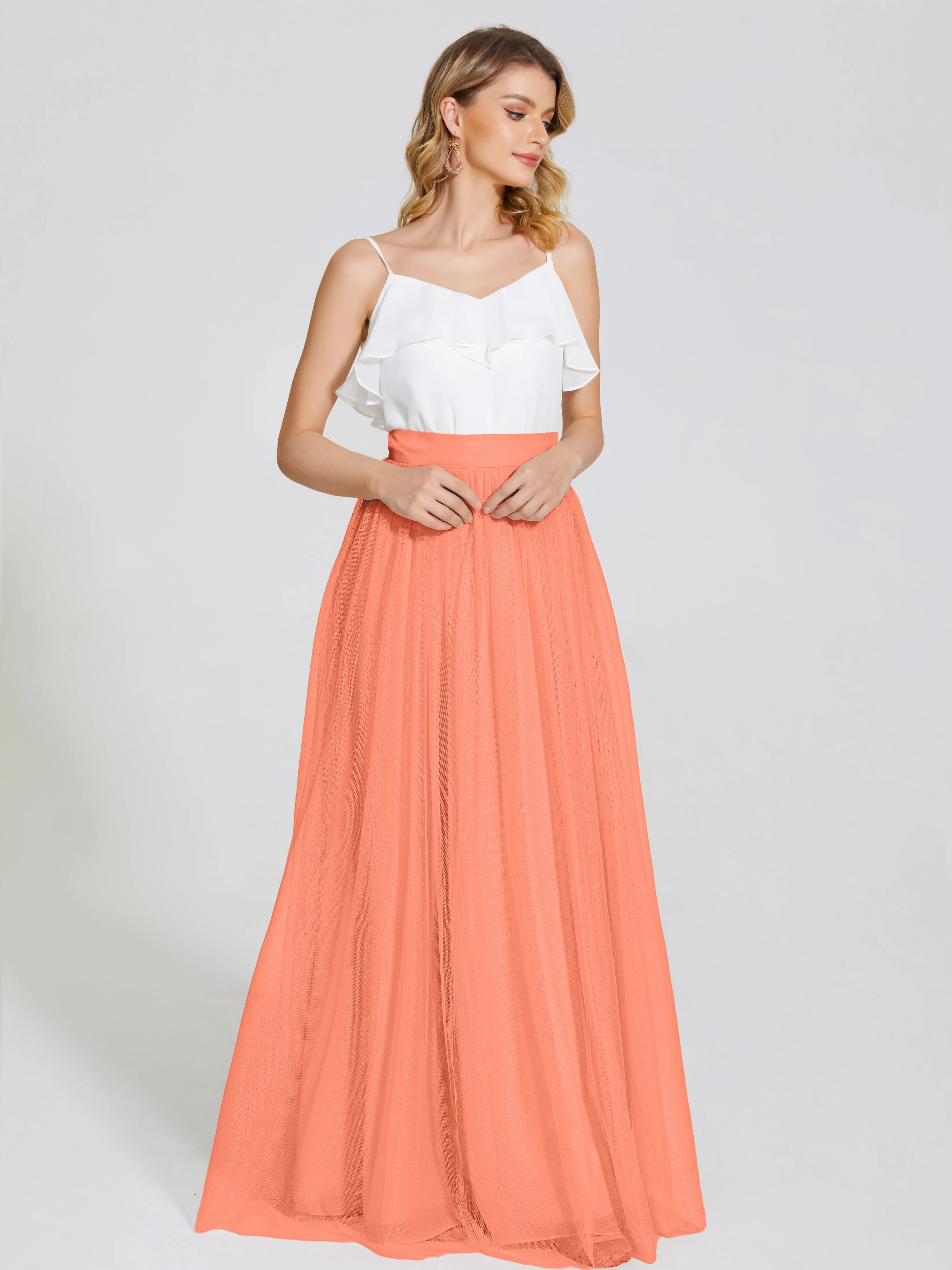 Hayden Simple A-Line Long Tulle Skirt