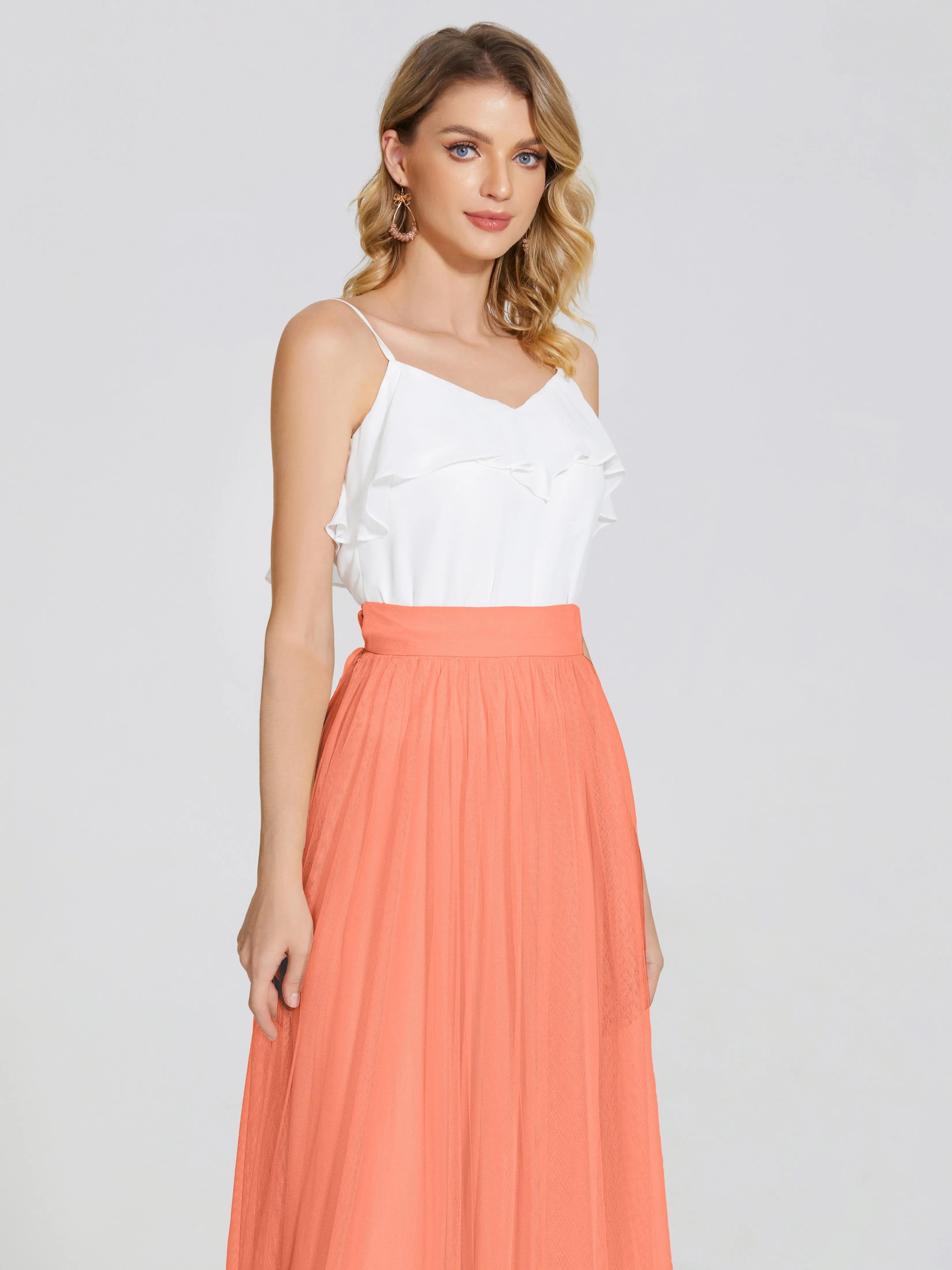 Hayden Simple A-Line Long Tulle Skirt