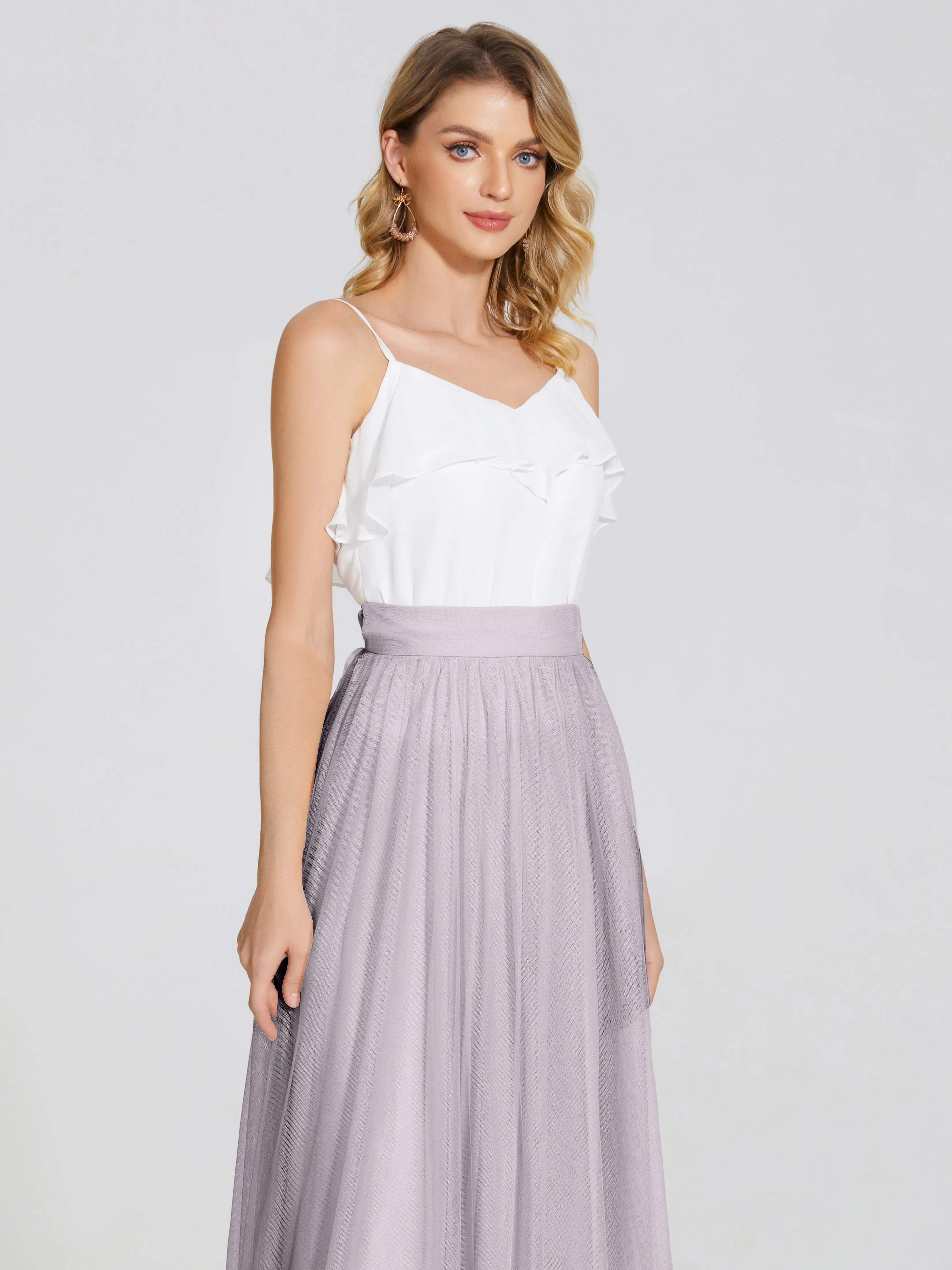 Hayden Simple A-Line Long Tulle Skirt