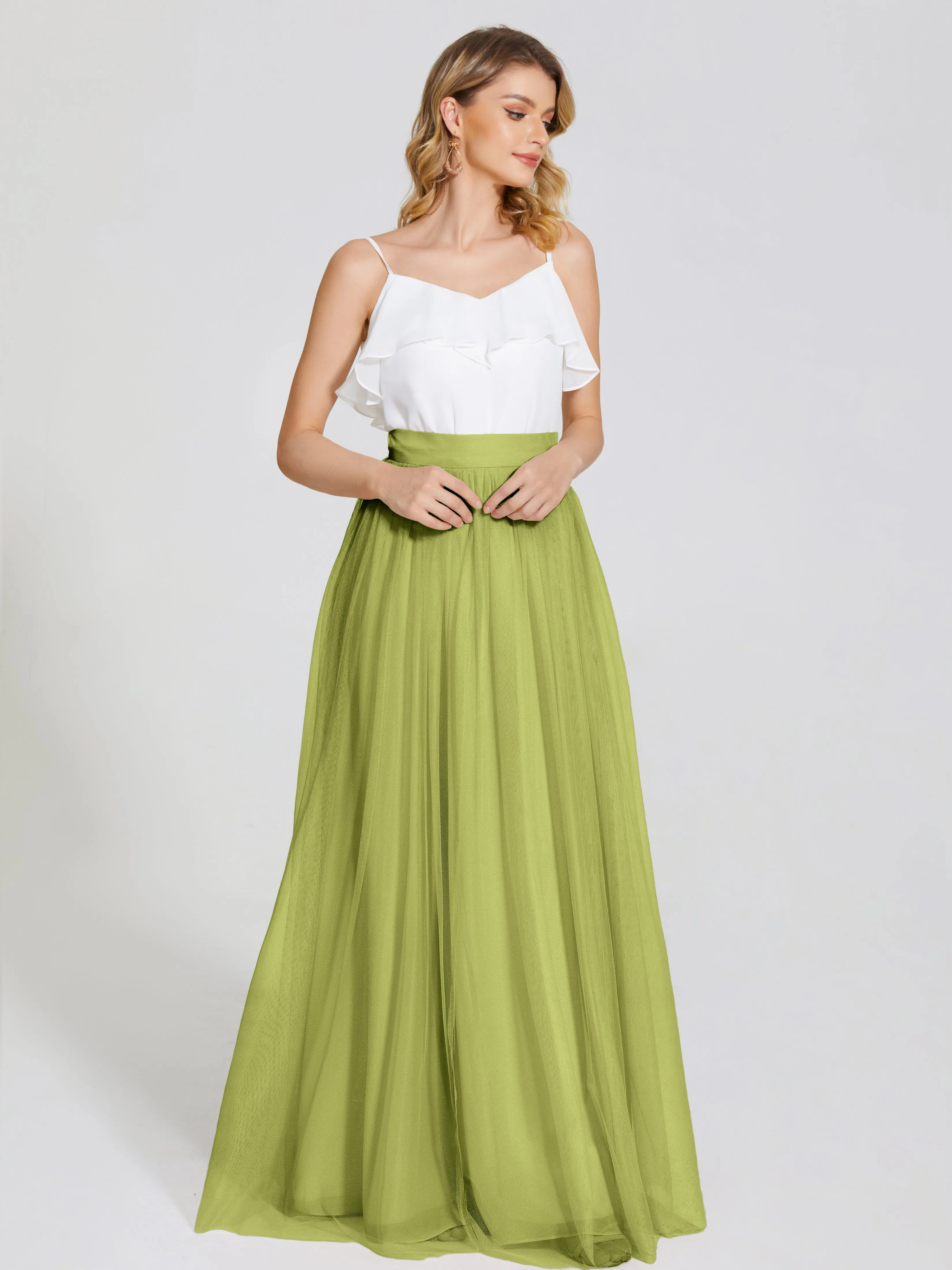 Hayden Simple A-Line Long Tulle Skirt