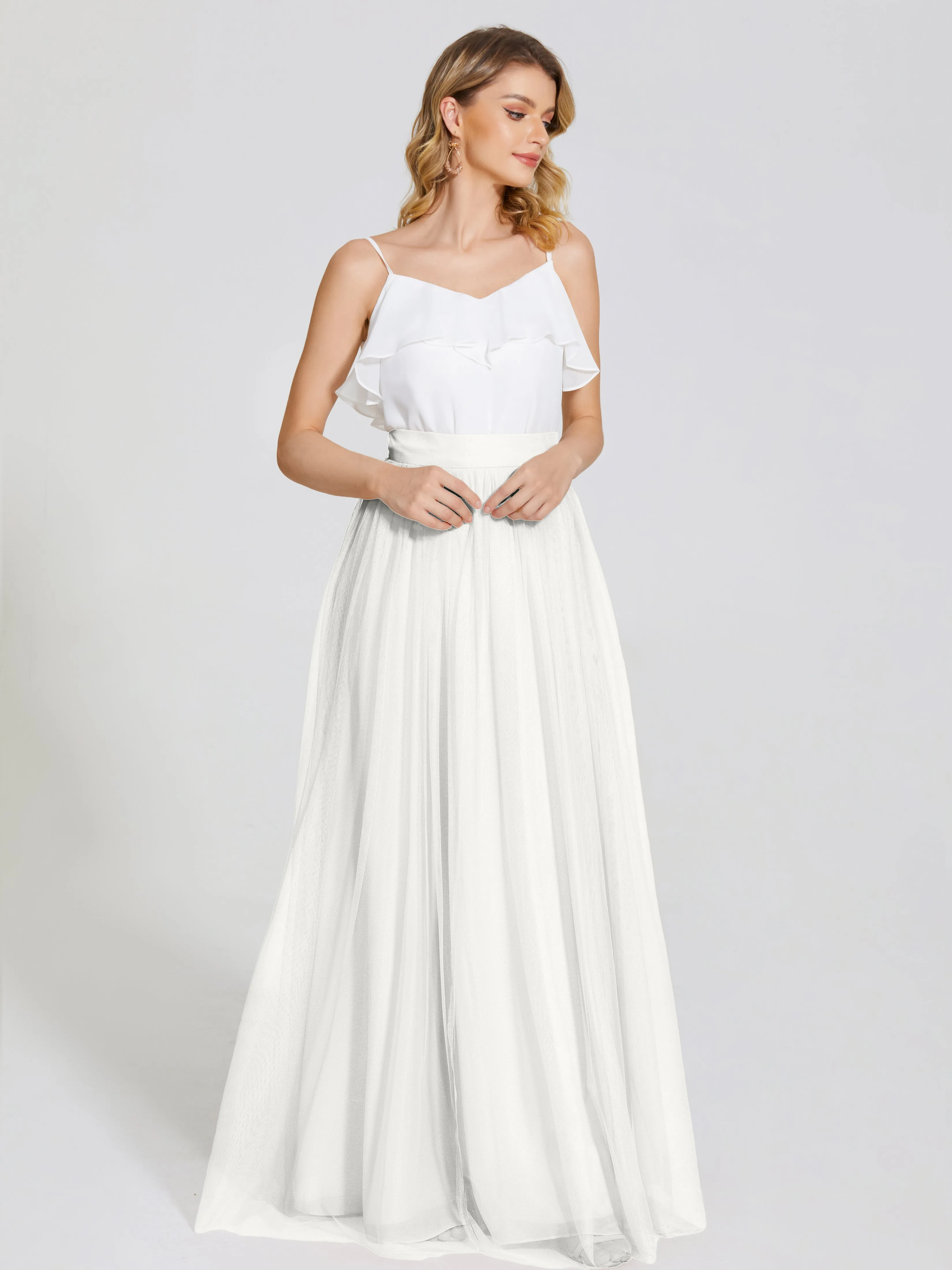 Hayden Simple A-Line Long Tulle Skirt