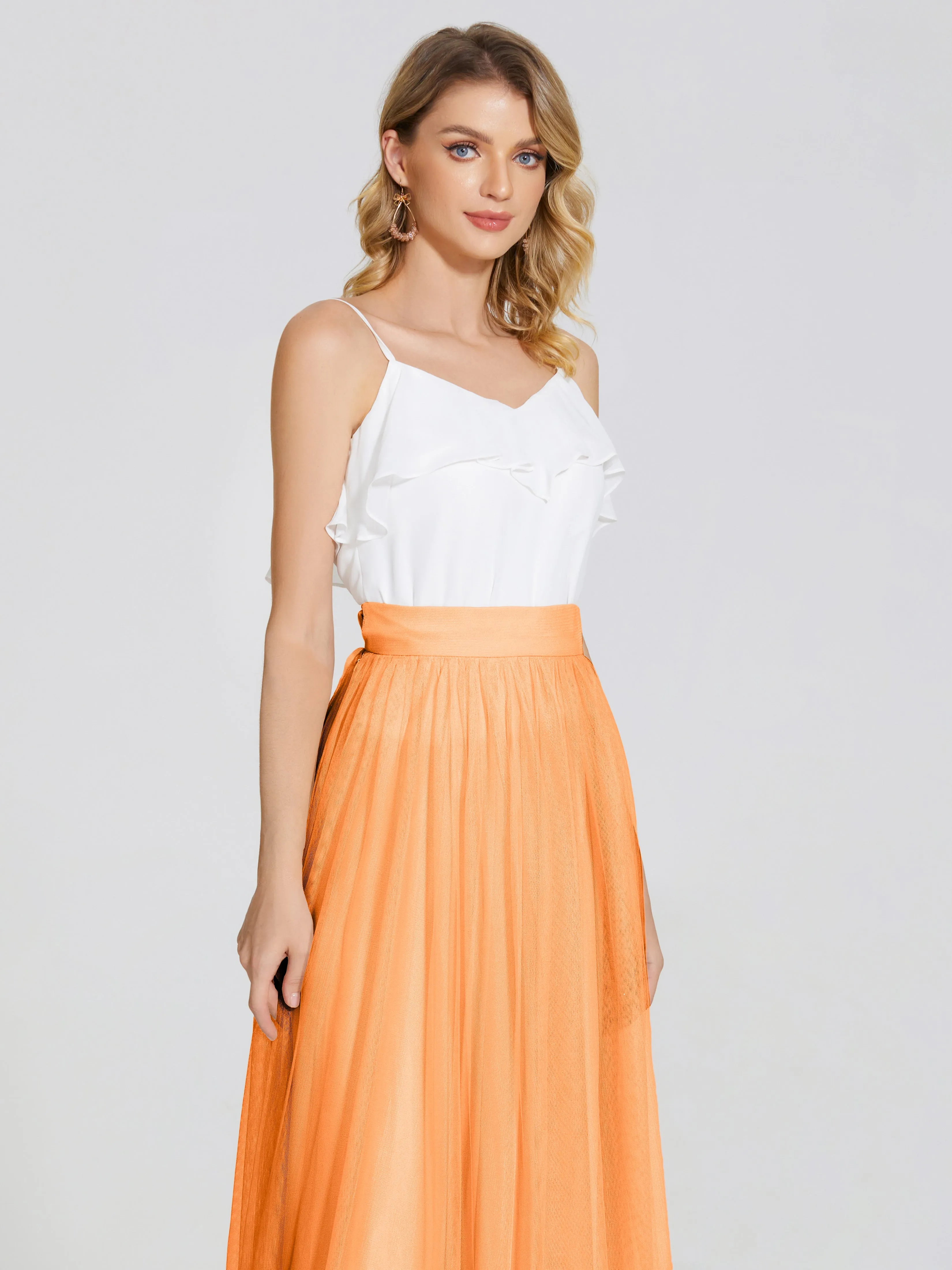 Hayden Simple A-Line Long Tulle Skirt