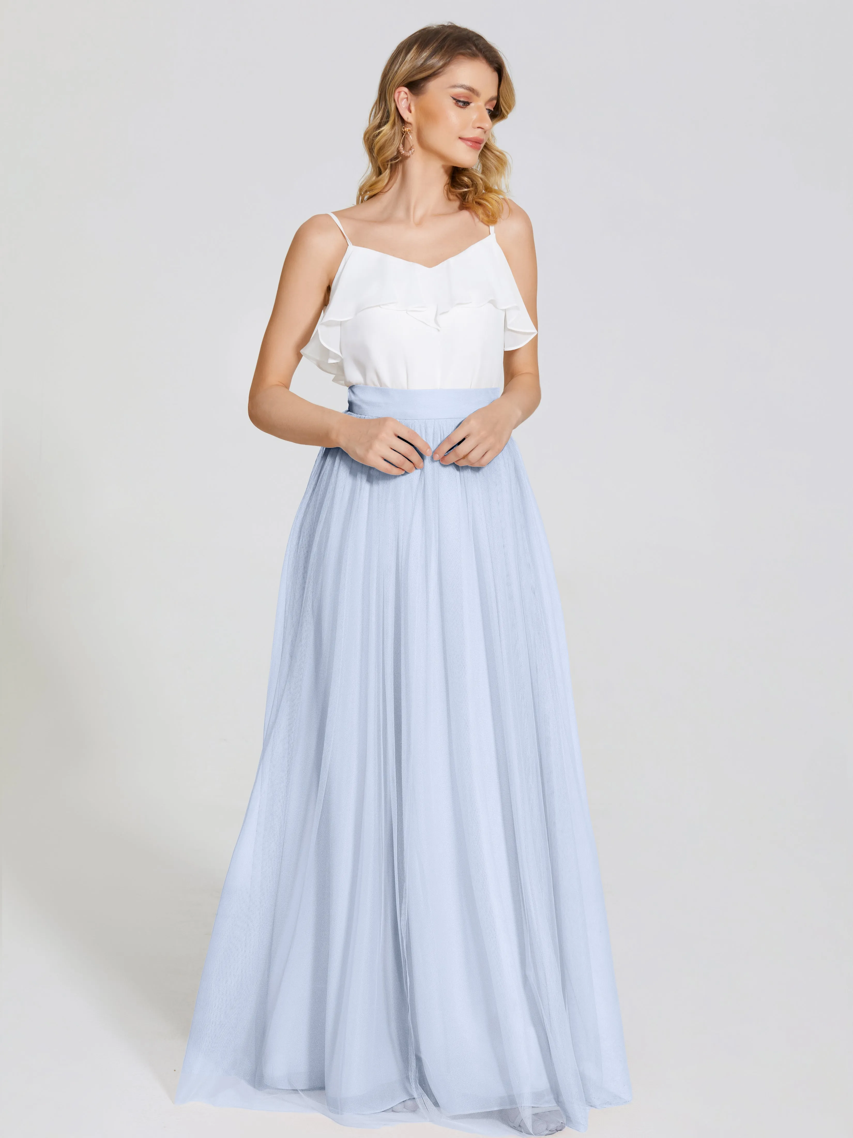 Hayden Simple A-Line Long Tulle Skirt