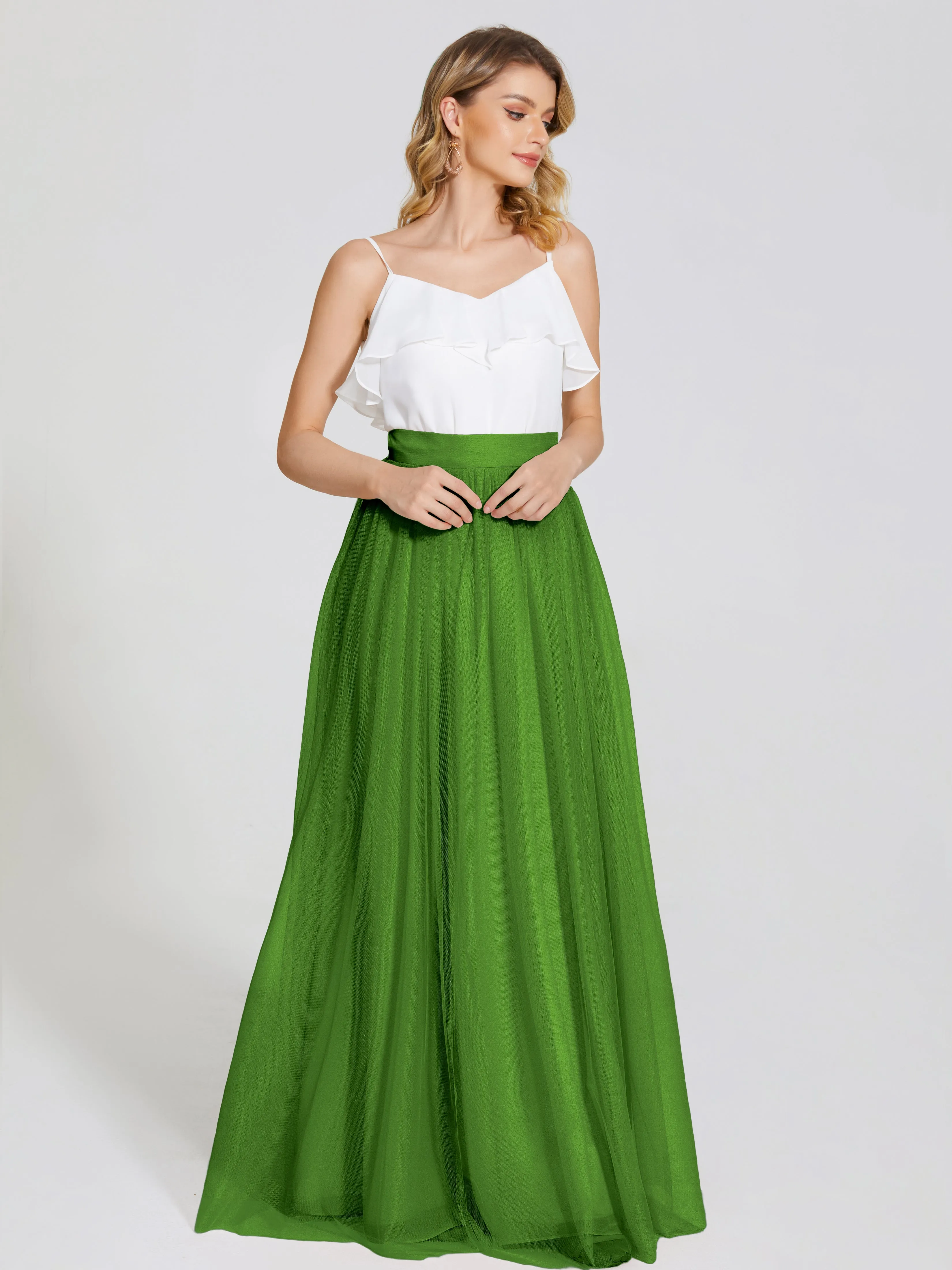 Hayden Simple A-Line Long Tulle Skirt