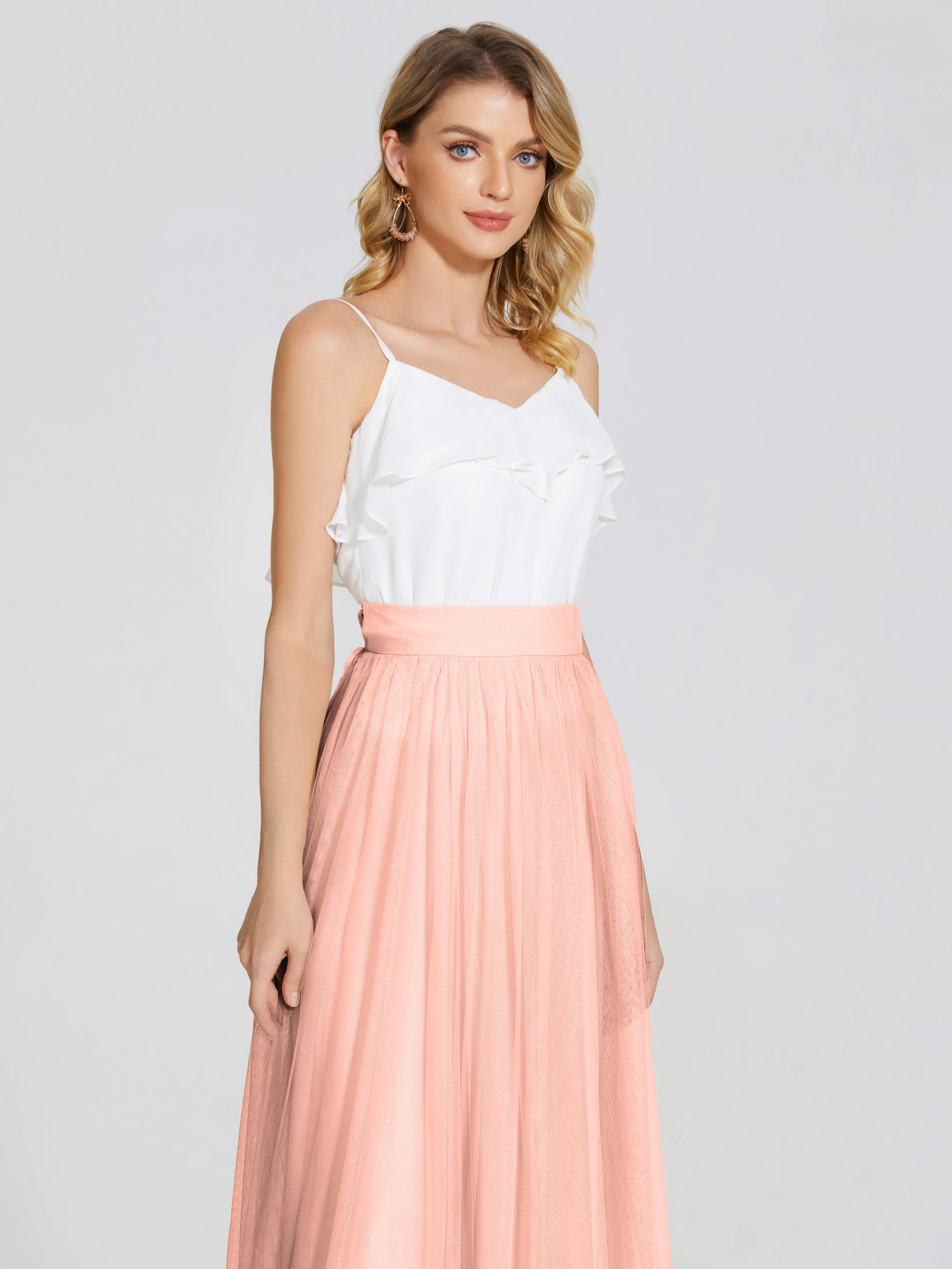 Hayden Simple A-Line Long Tulle Skirt