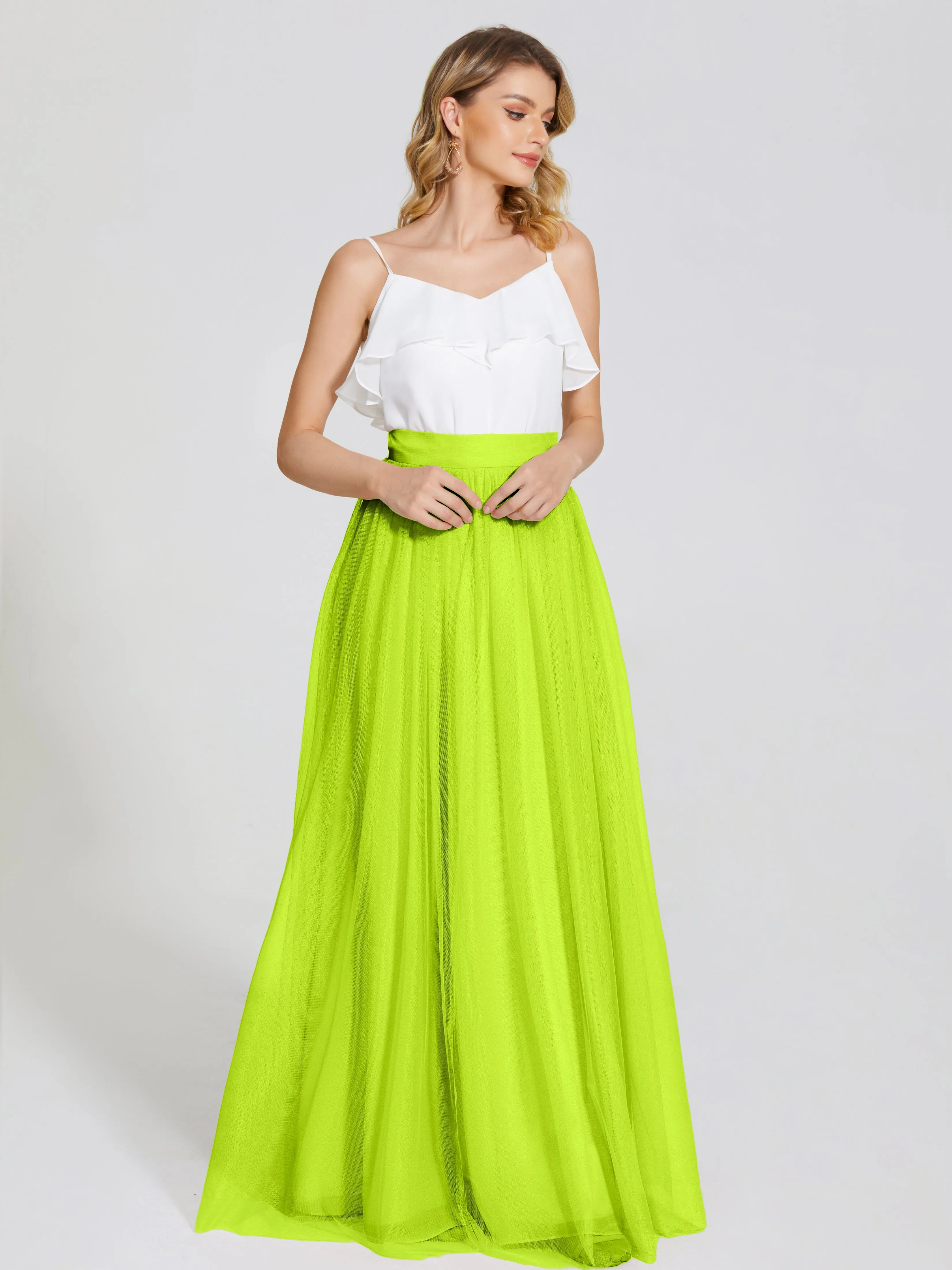 Hayden Simple A-Line Long Tulle Skirt