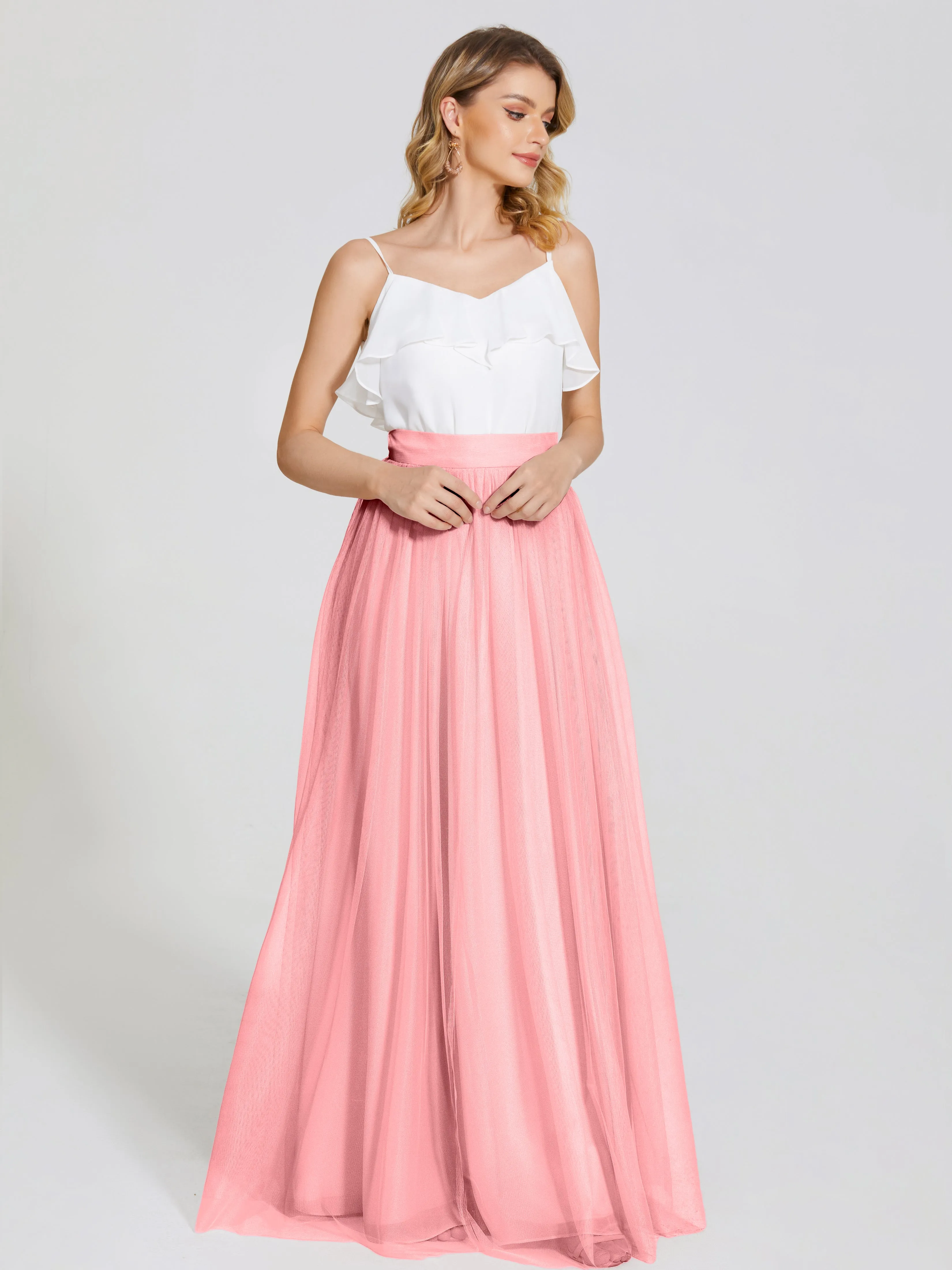 Hayden Simple A-Line Long Tulle Skirt