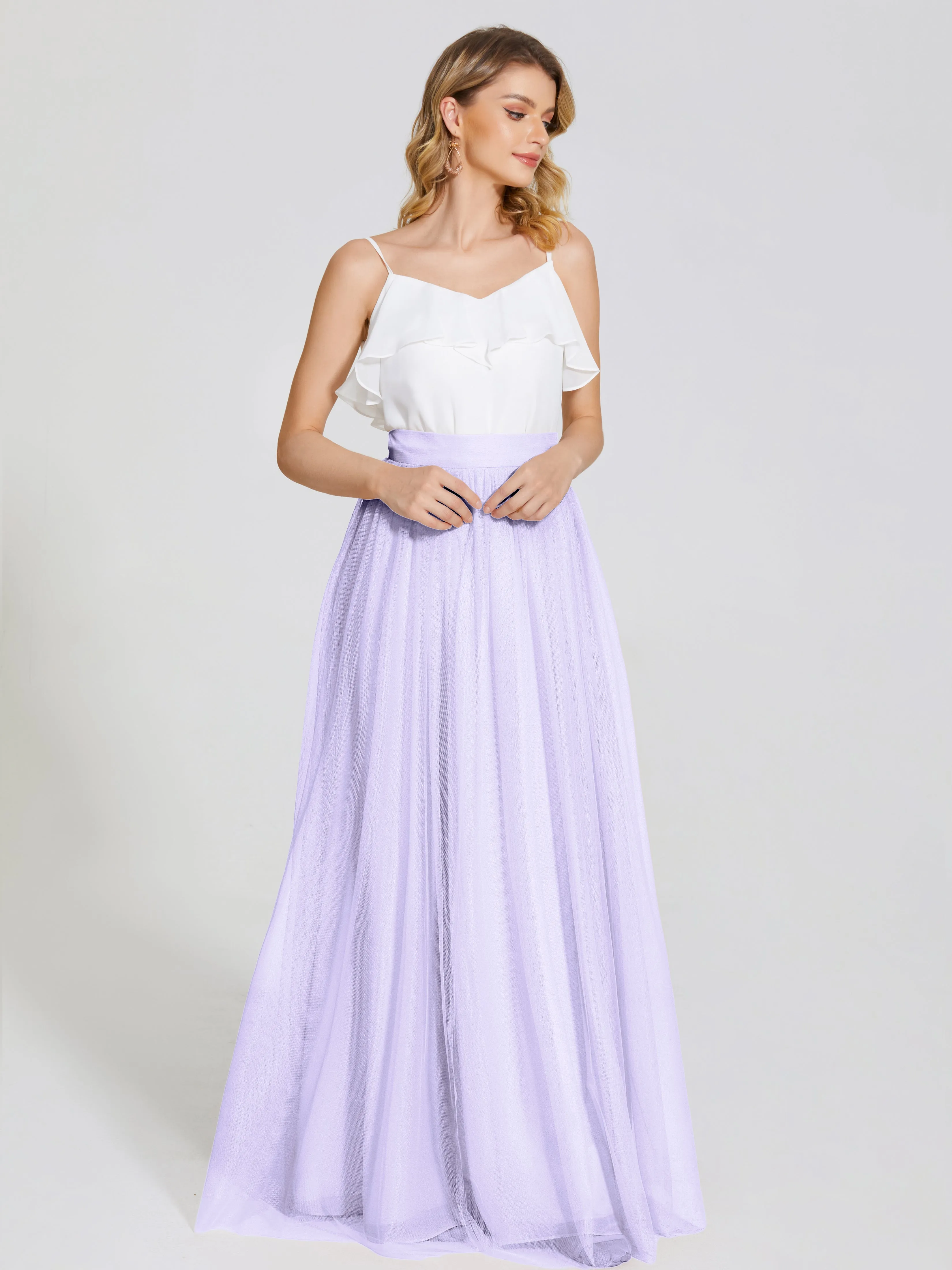 Hayden Simple A-Line Long Tulle Skirt