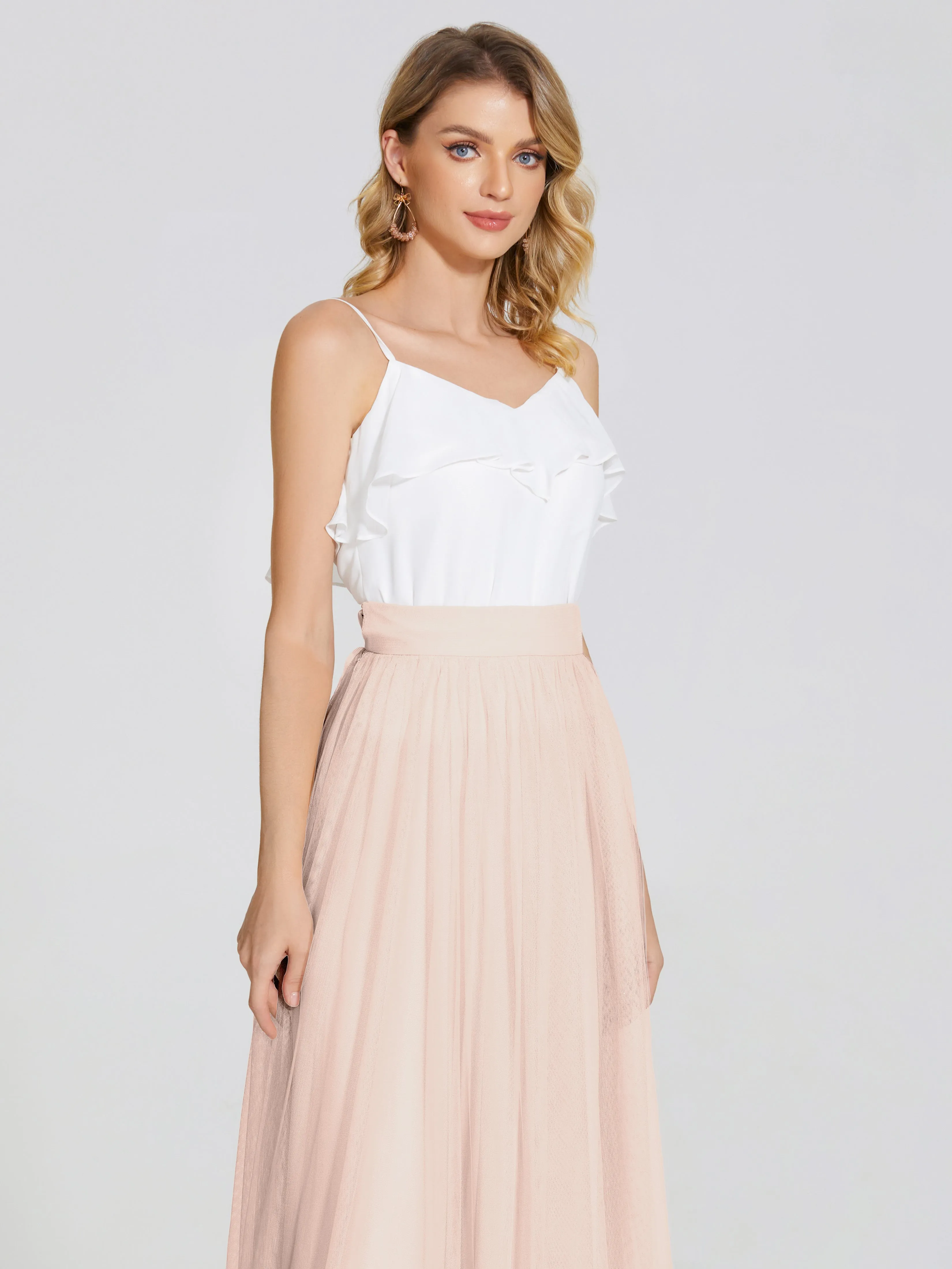 Hayden Simple A-Line Long Tulle Skirt