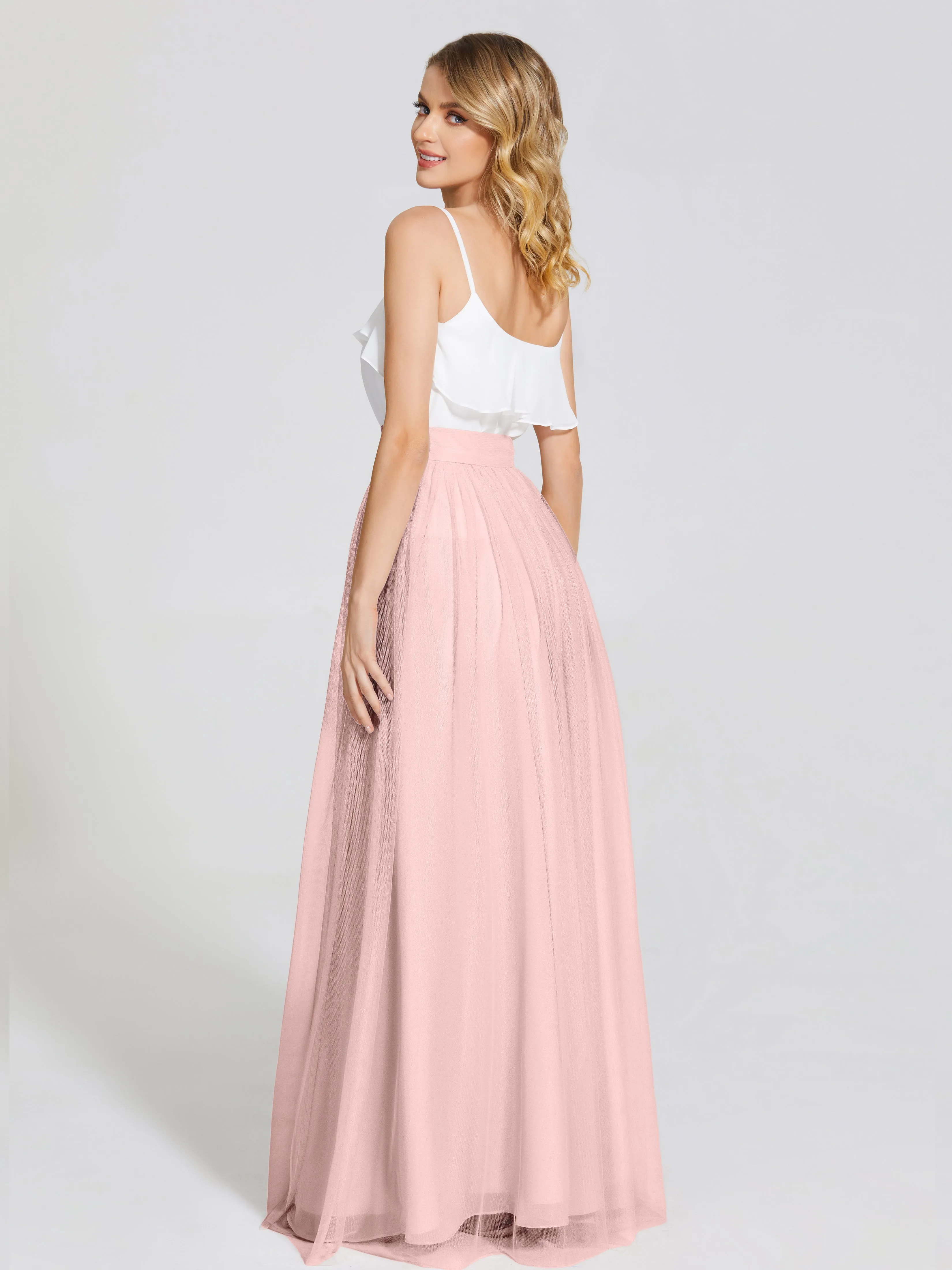 Hayden Simple A-Line Long Tulle Skirt