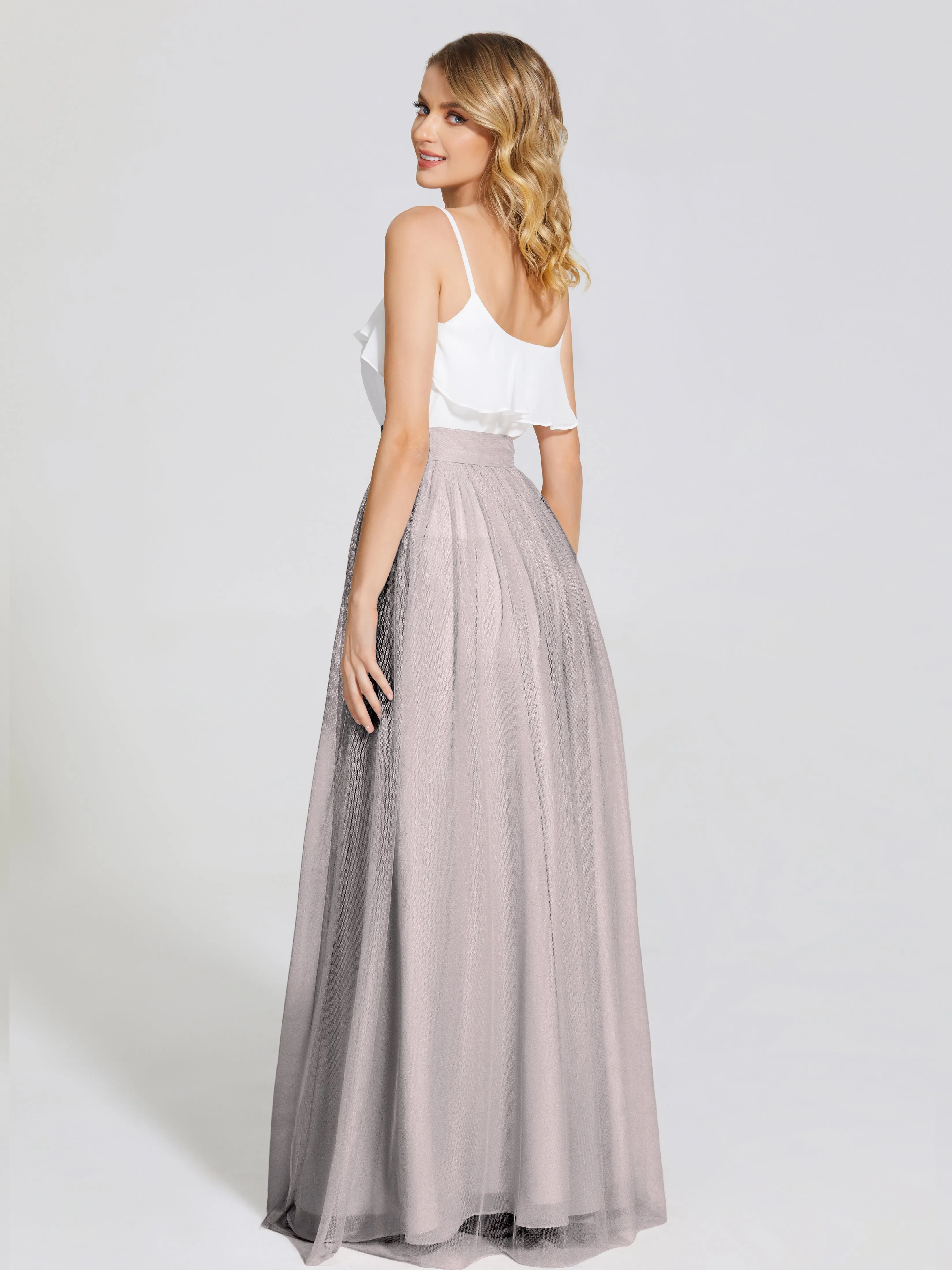 Hayden Simple A-Line Long Tulle Skirt