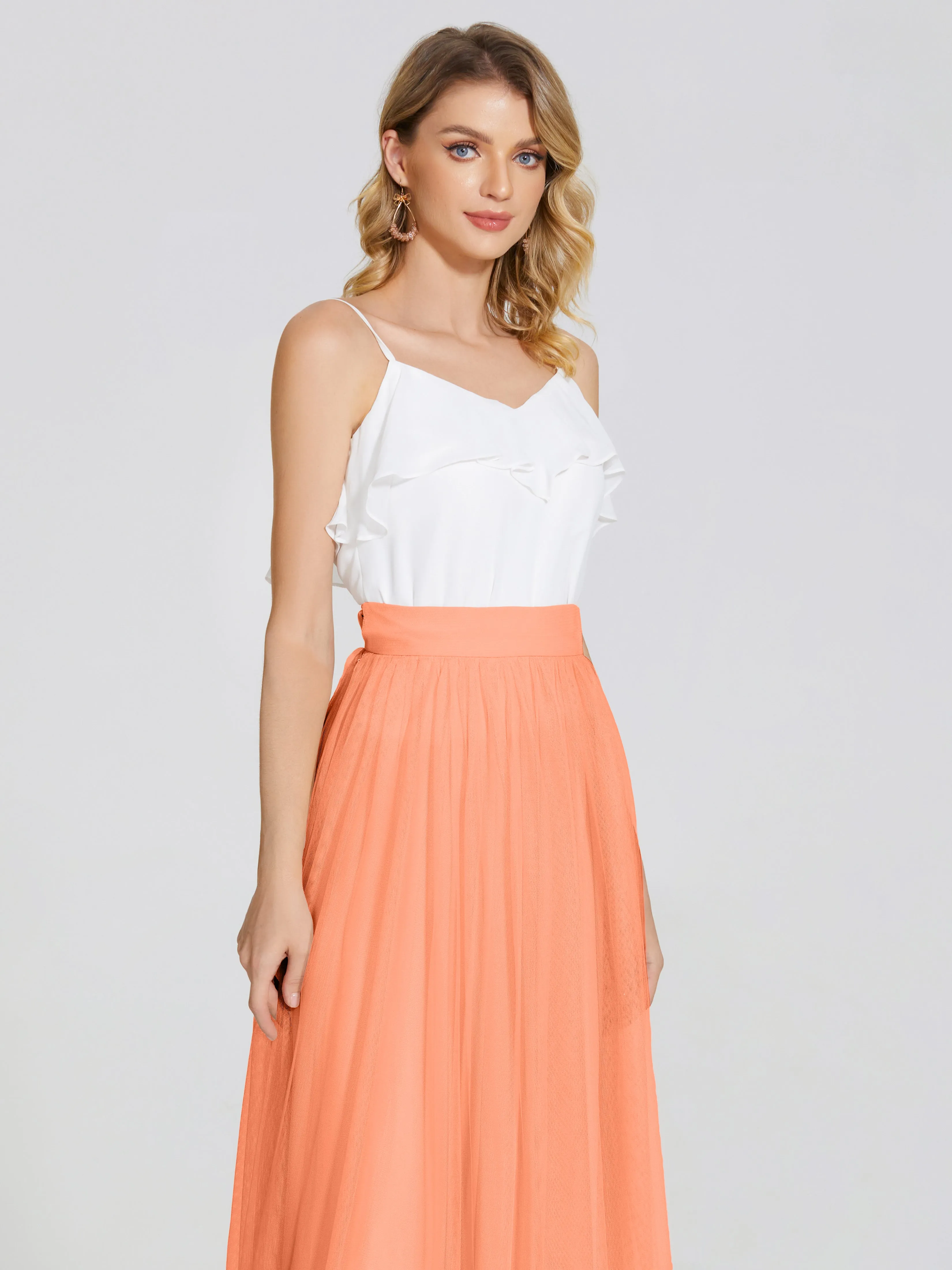 Hayden Simple A-Line Long Tulle Skirt