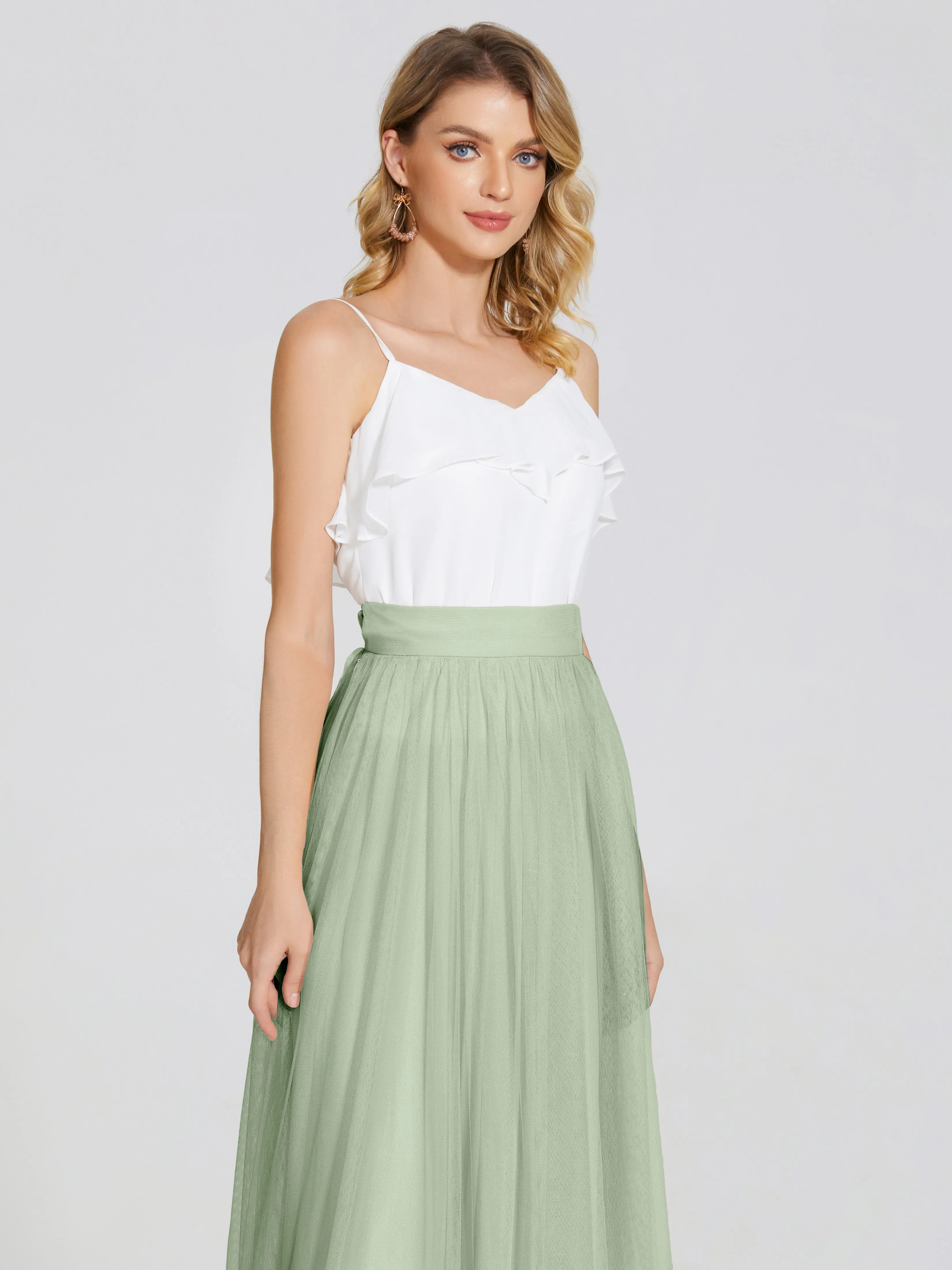 Hayden Simple A-Line Long Tulle Skirt