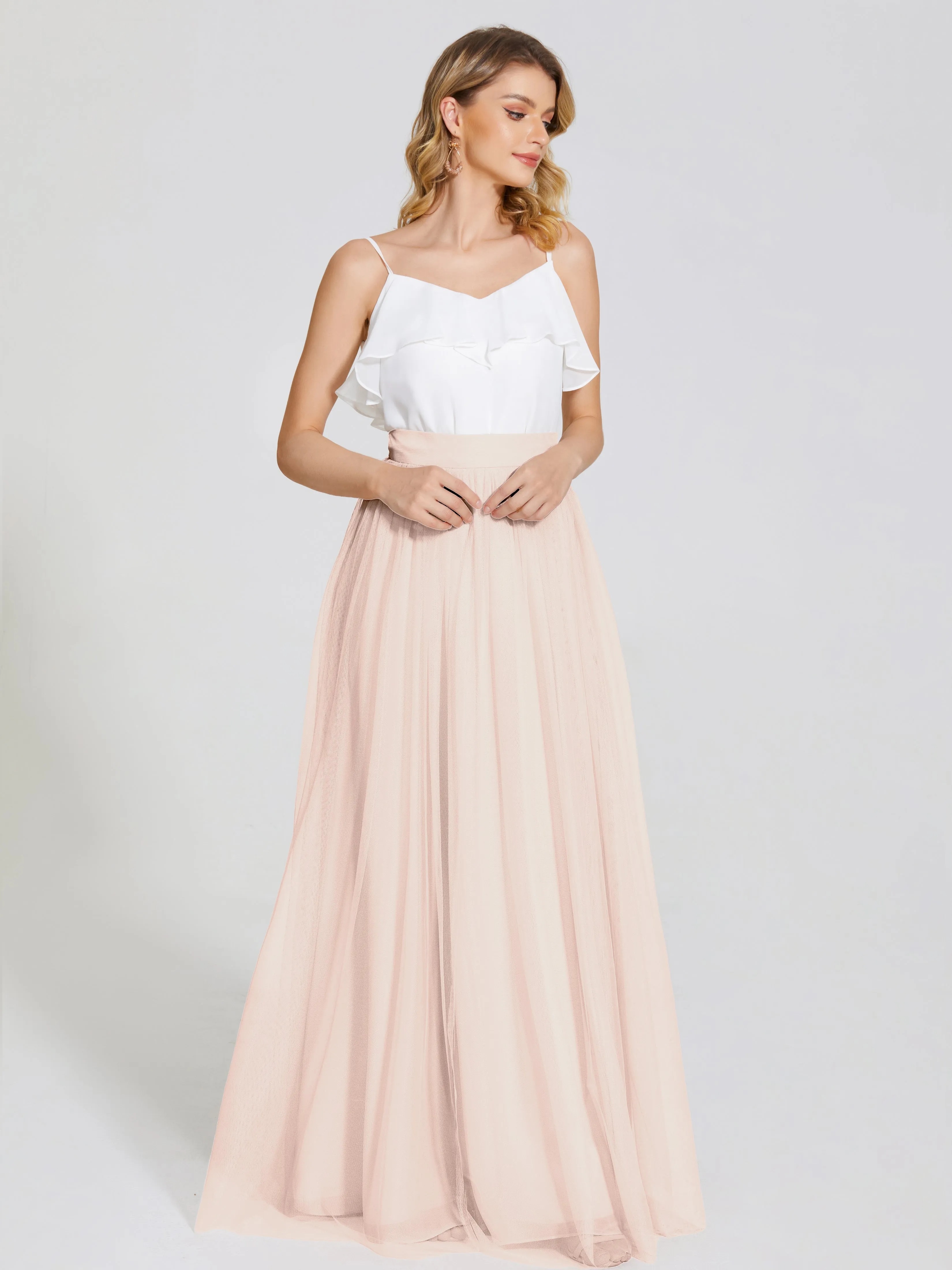 Hayden Simple A-Line Long Tulle Skirt