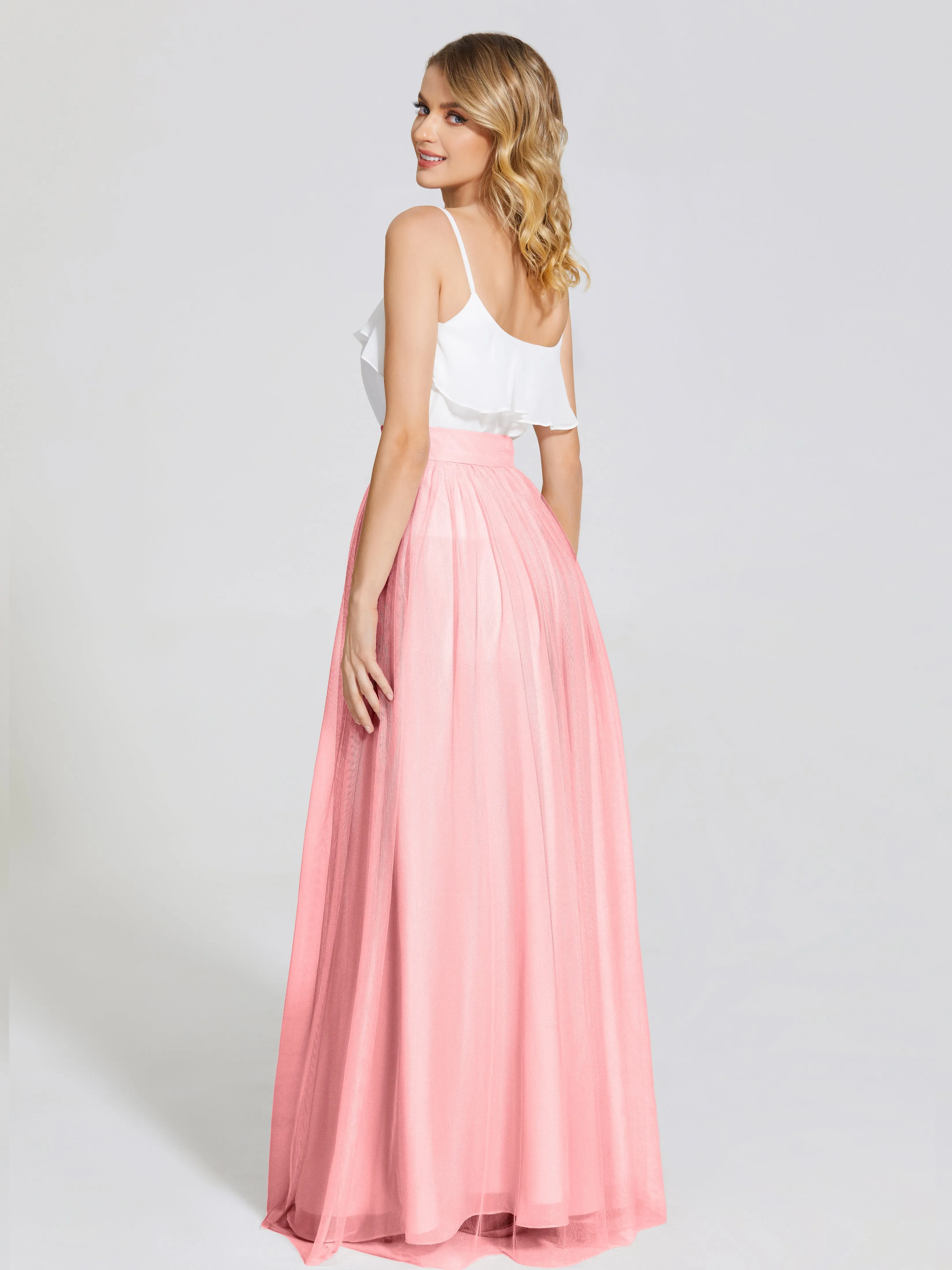 Hayden Simple A-Line Long Tulle Skirt