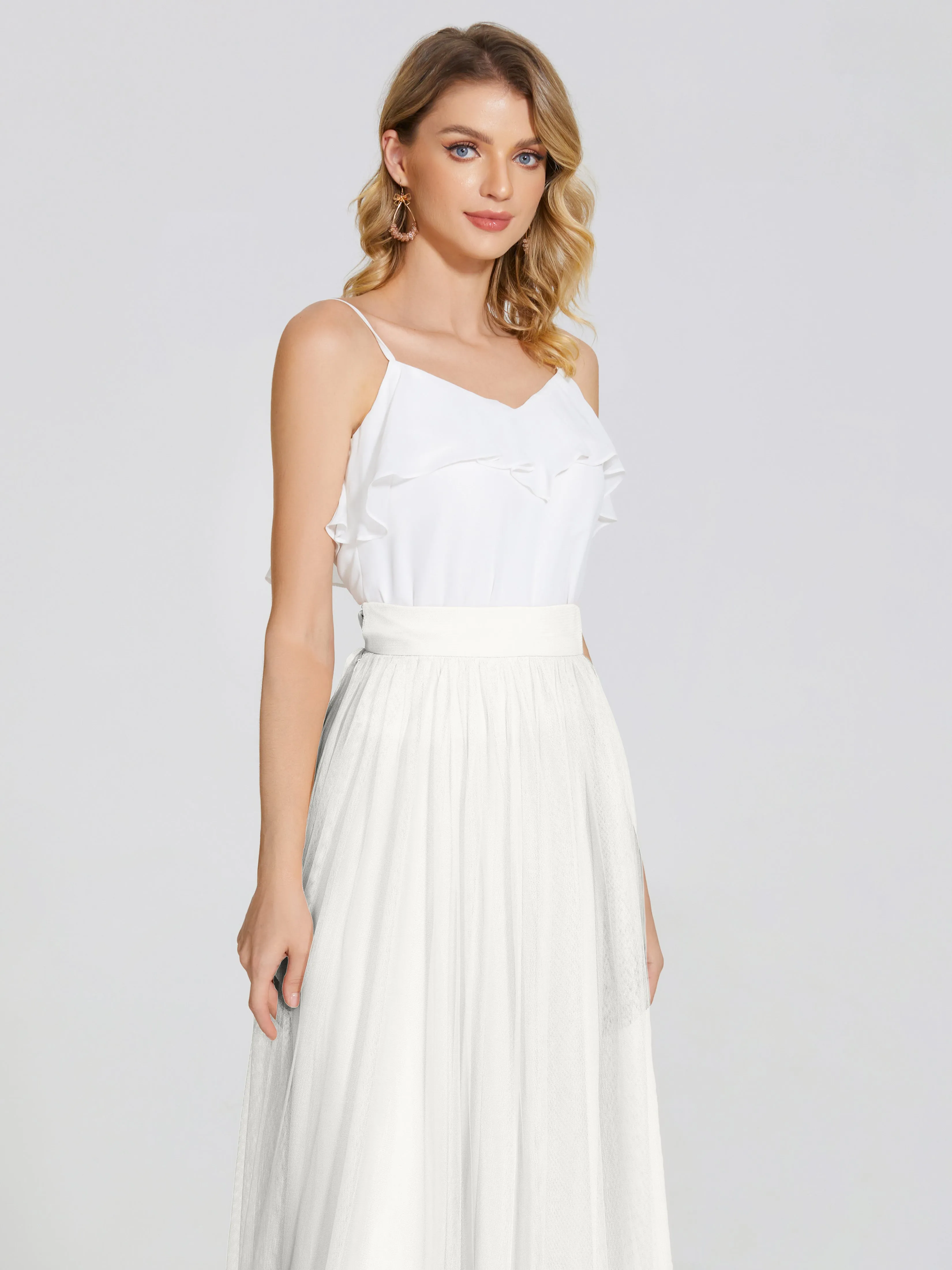 Hayden Simple A-Line Long Tulle Skirt