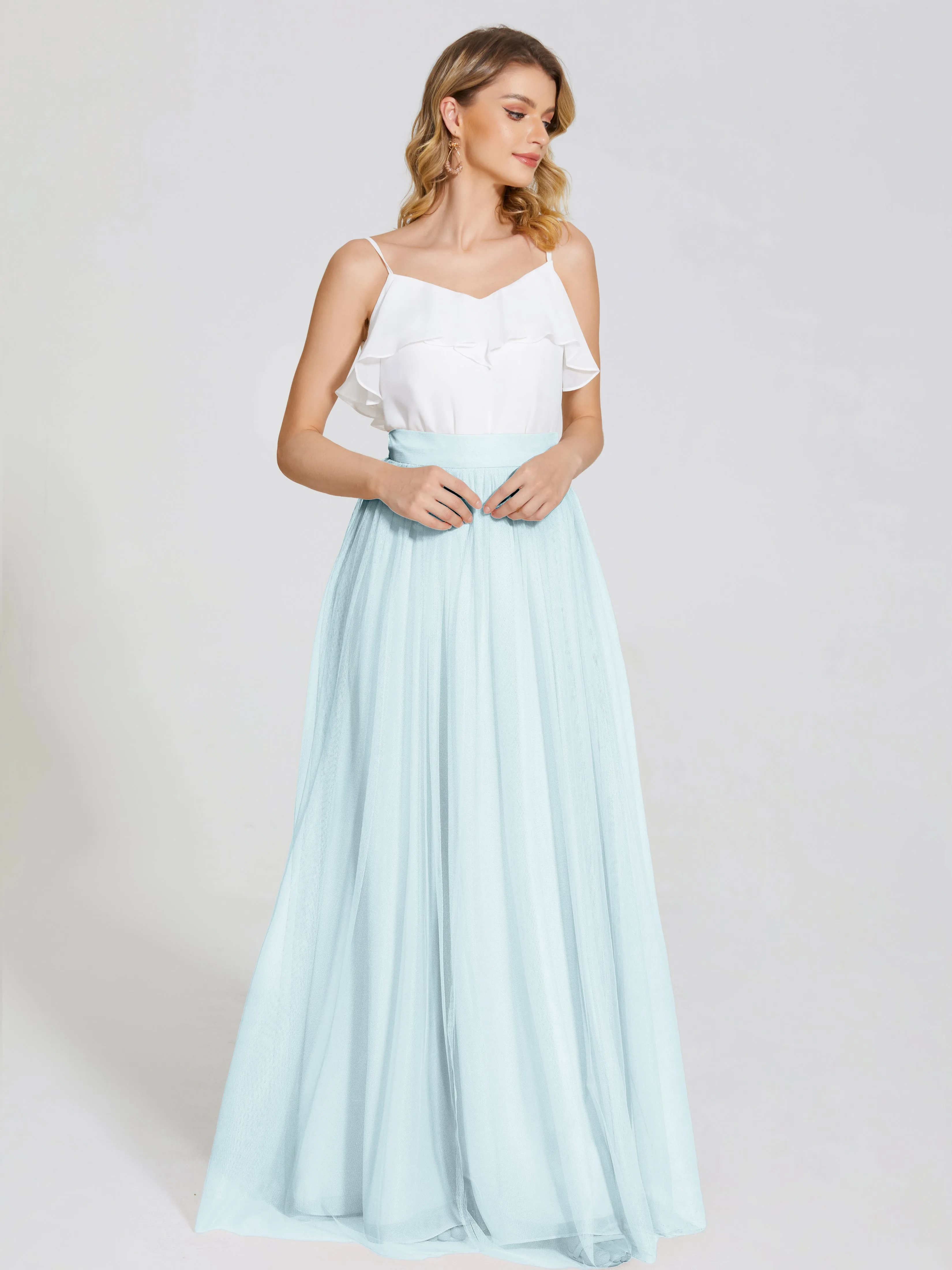 Hayden Simple A-Line Long Tulle Skirt