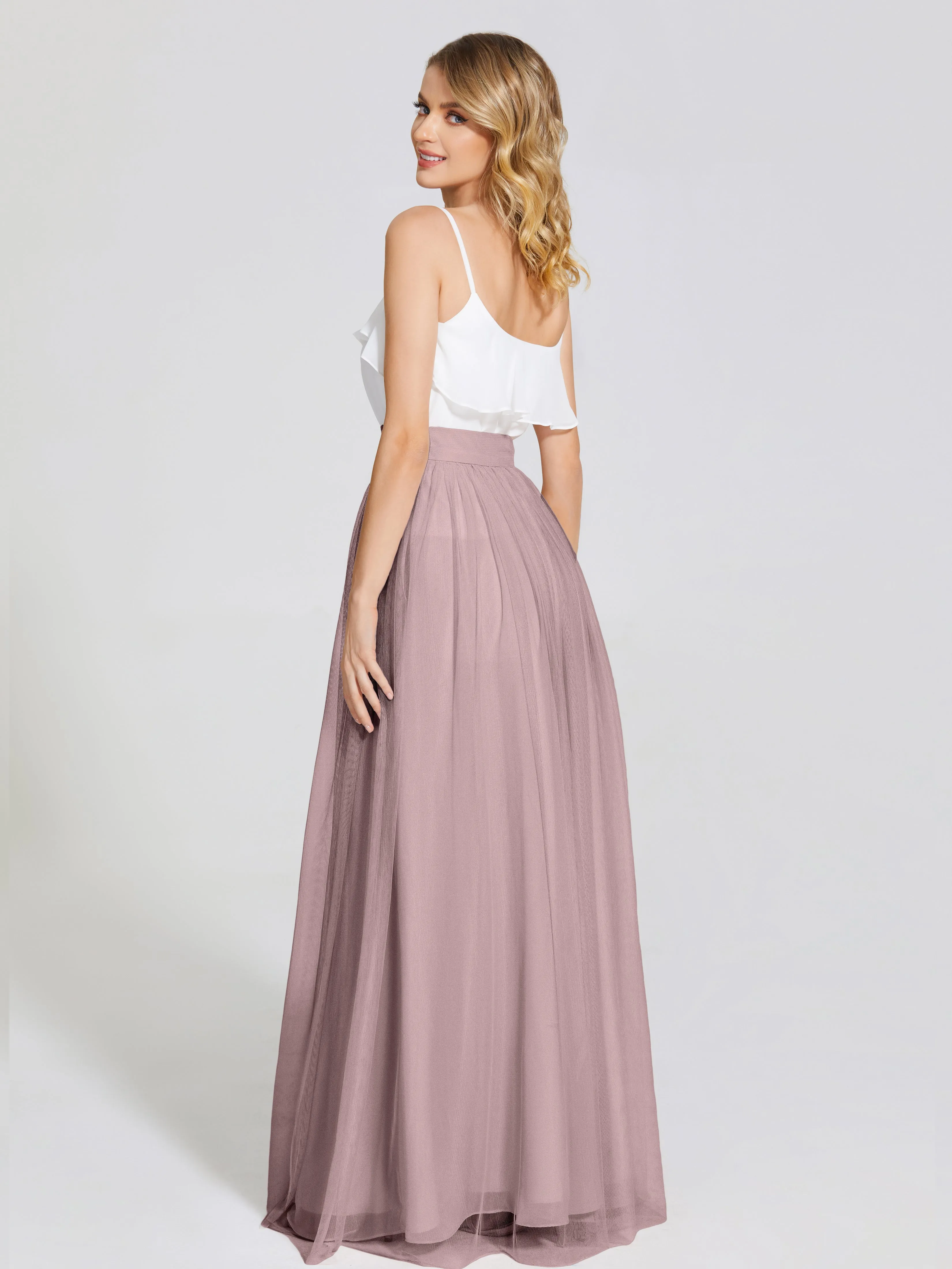 Hayden Simple A-Line Long Tulle Skirt