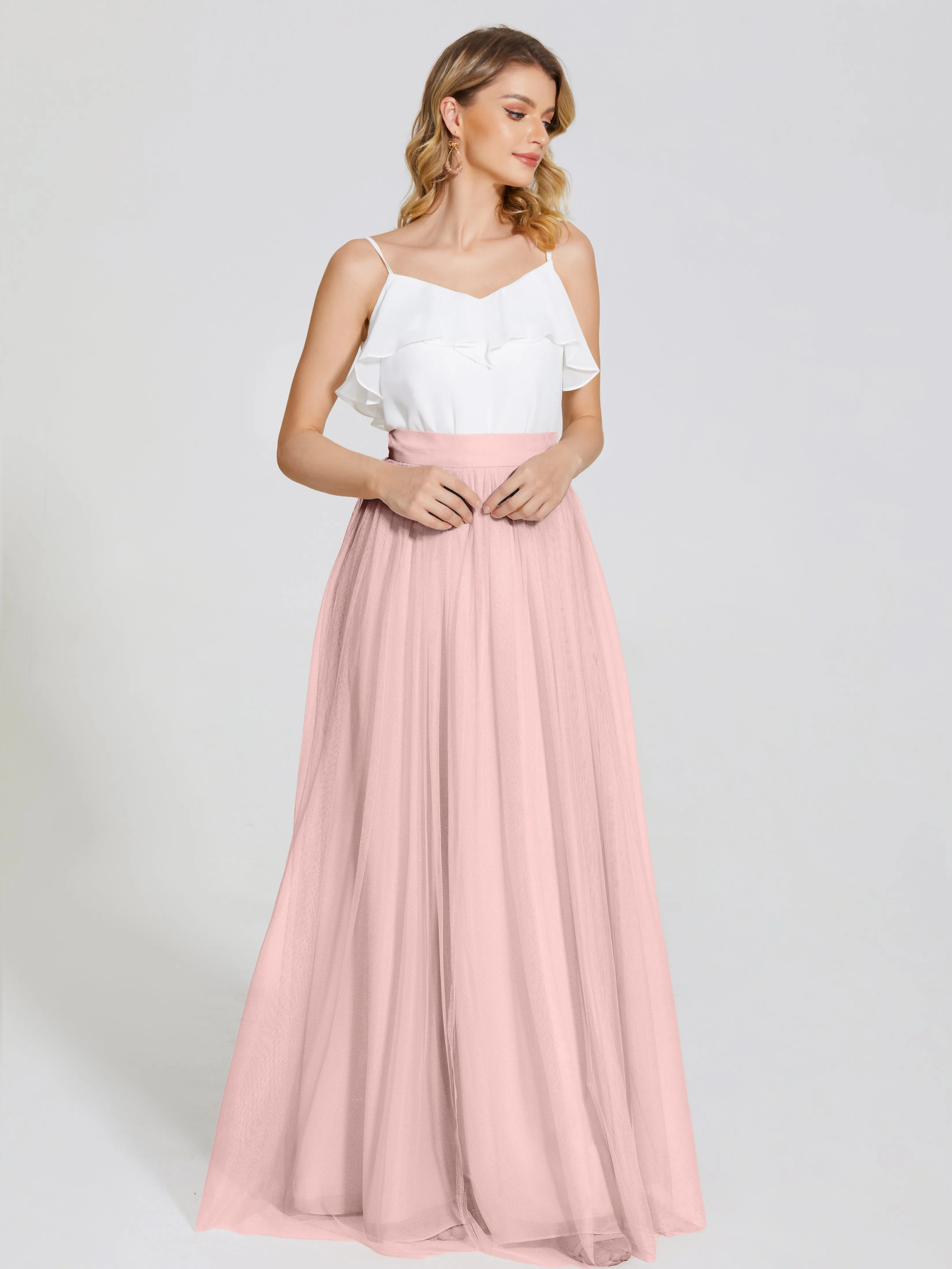 Hayden Simple A-Line Long Tulle Skirt