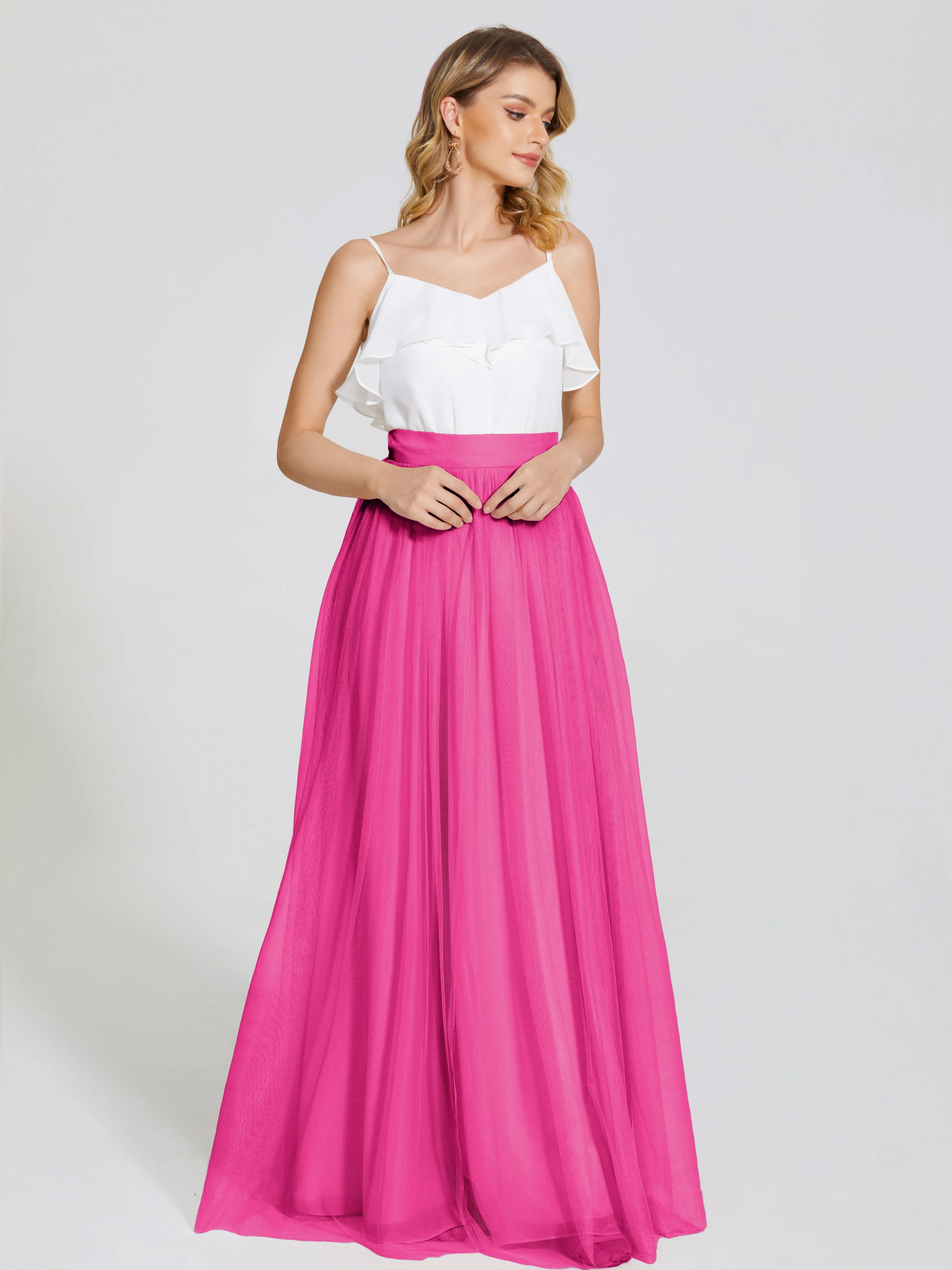 Hayden Simple A-Line Long Tulle Skirt