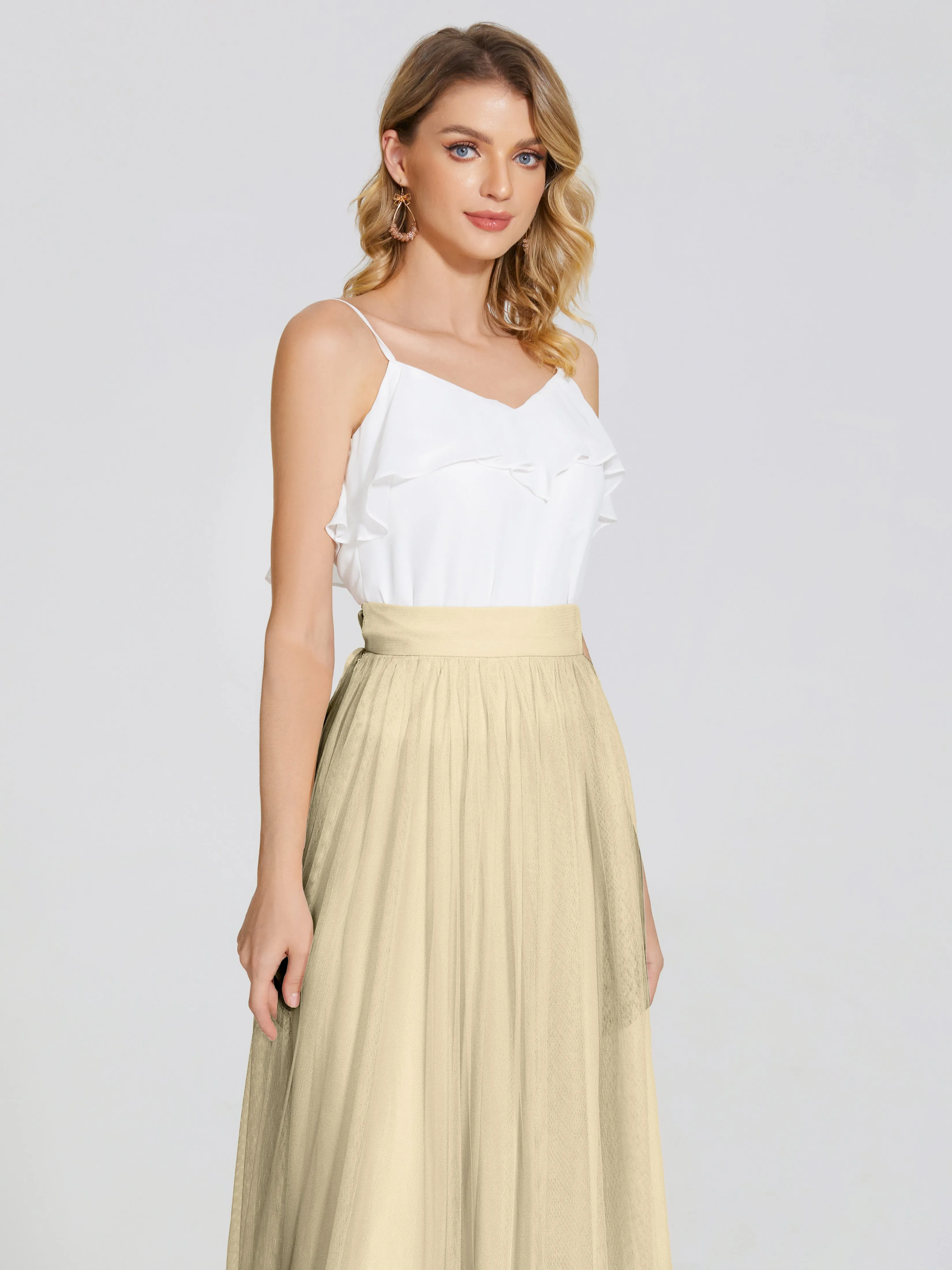 Hayden Simple A-Line Long Tulle Skirt