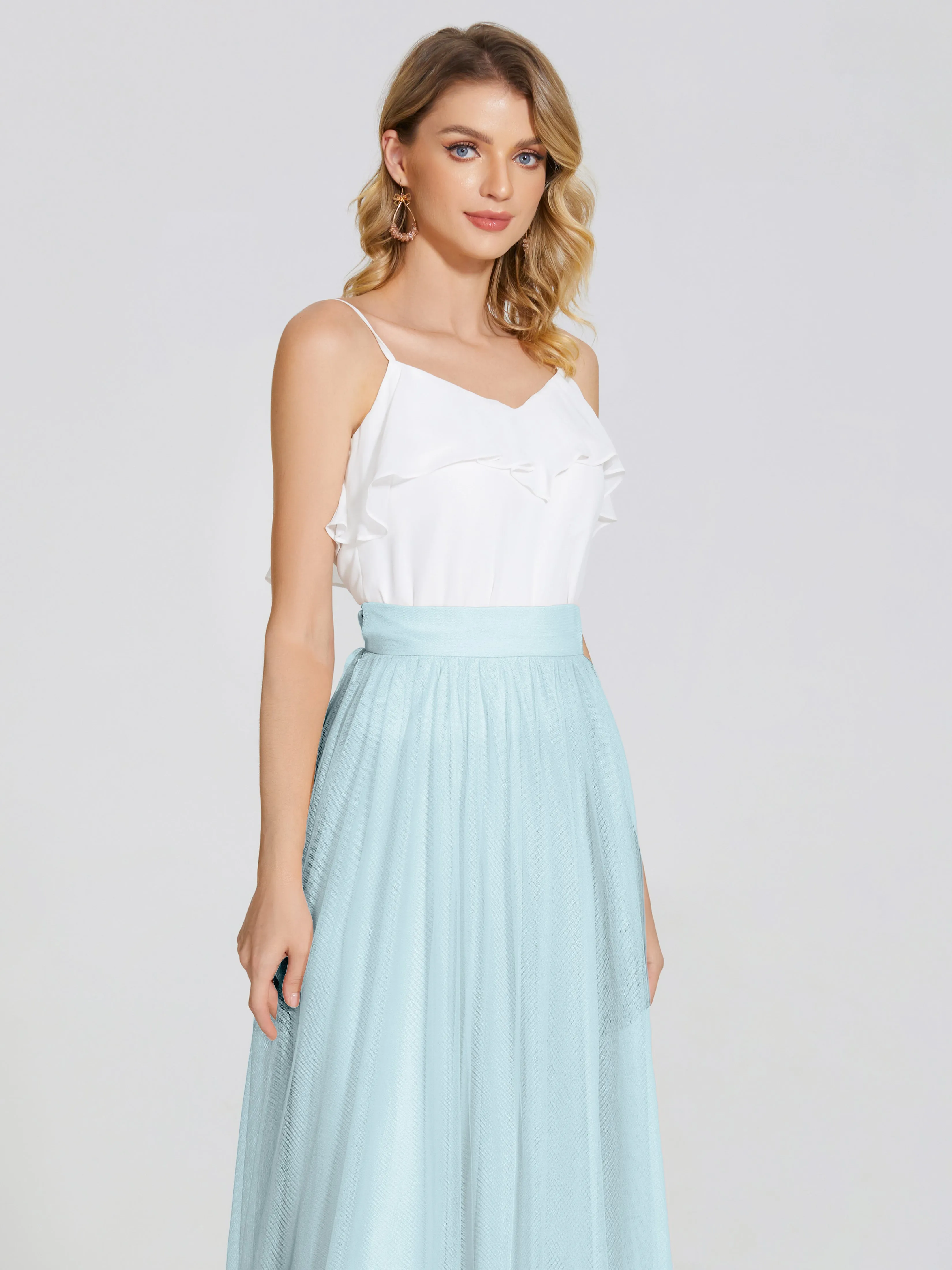 Hayden Simple A-Line Long Tulle Skirt