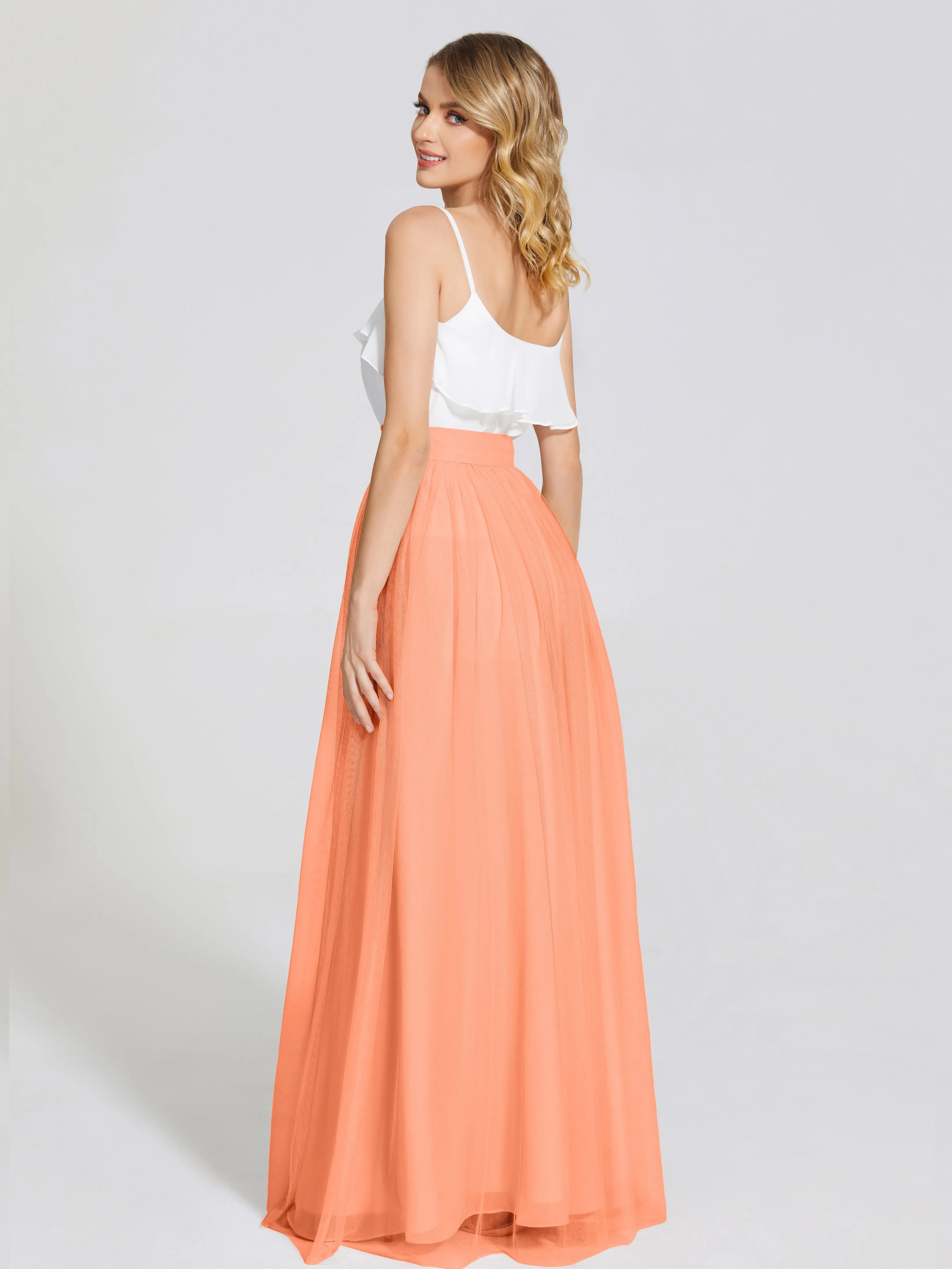 Hayden Simple A-Line Long Tulle Skirt