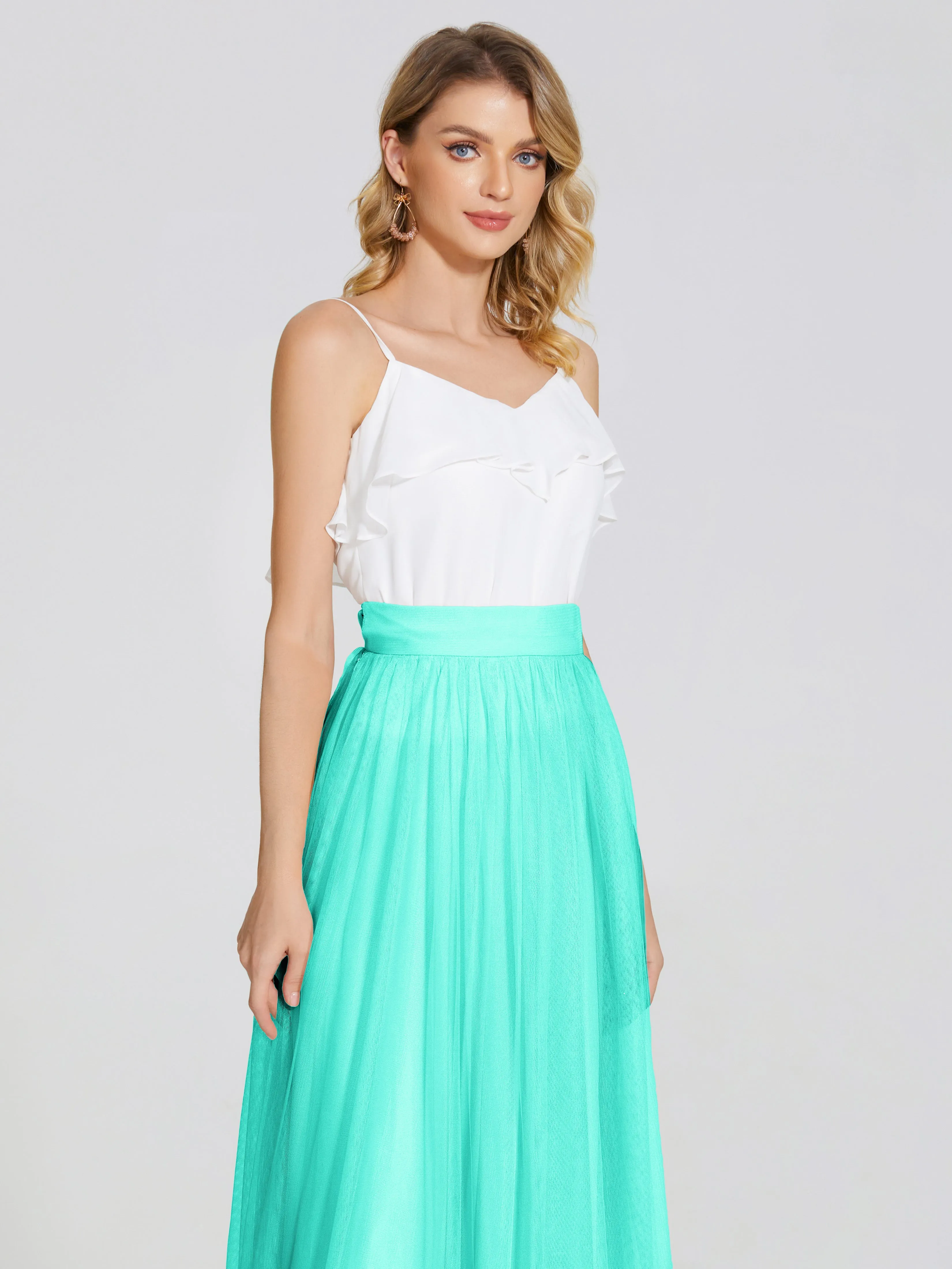 Hayden Simple A-Line Long Tulle Skirt